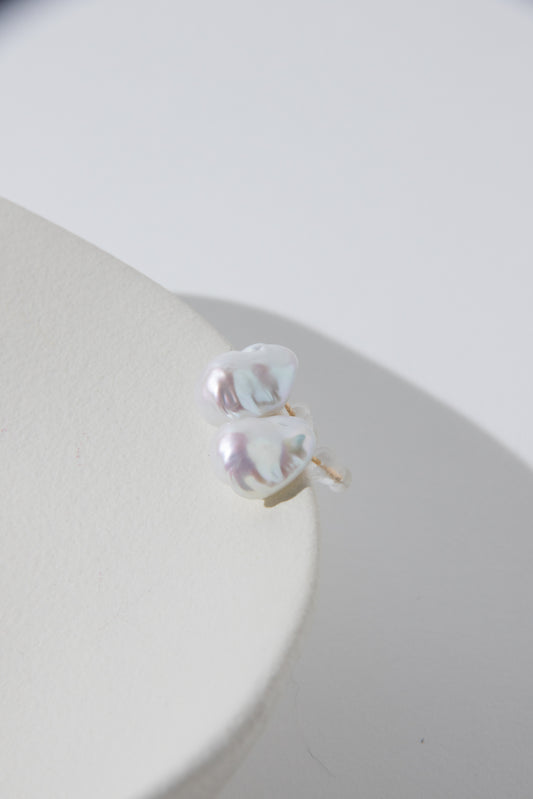 Standard white mini baroque pearl ear studs-excellent level-Nr.2