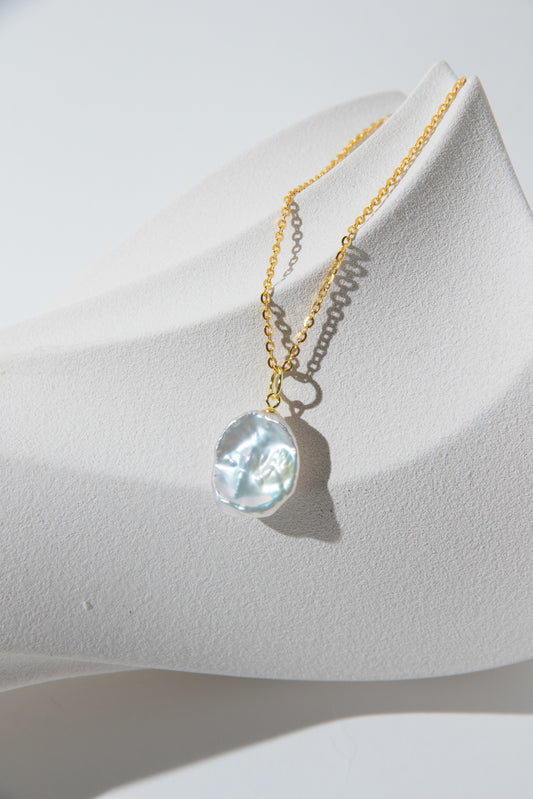 Shiny seedless standard white flawless petal pearl necklace-gold plated silver
