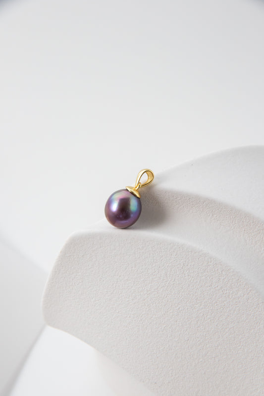 Deep purple drop pearl pendant