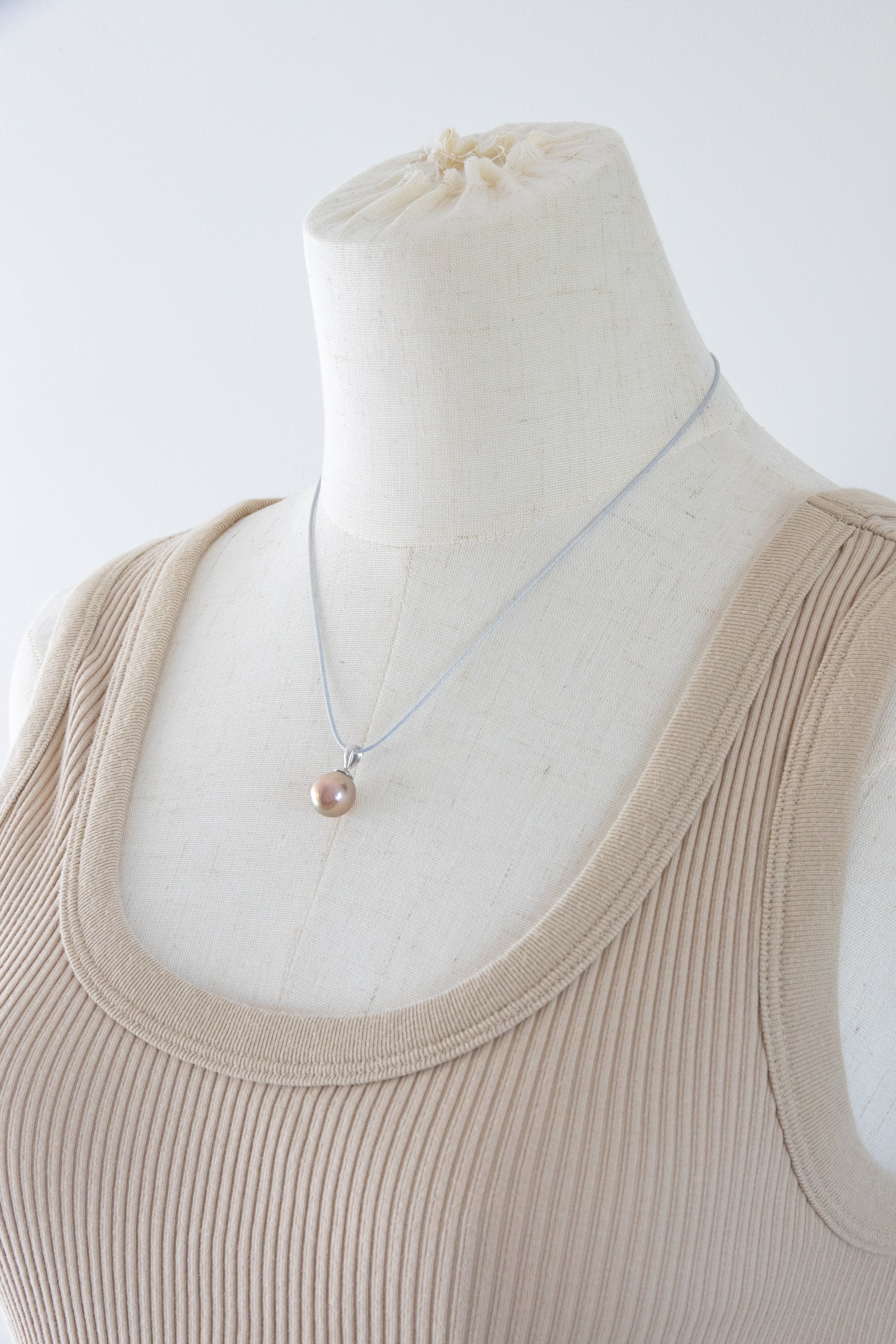 Big light metallic mild olive green pearl pendant