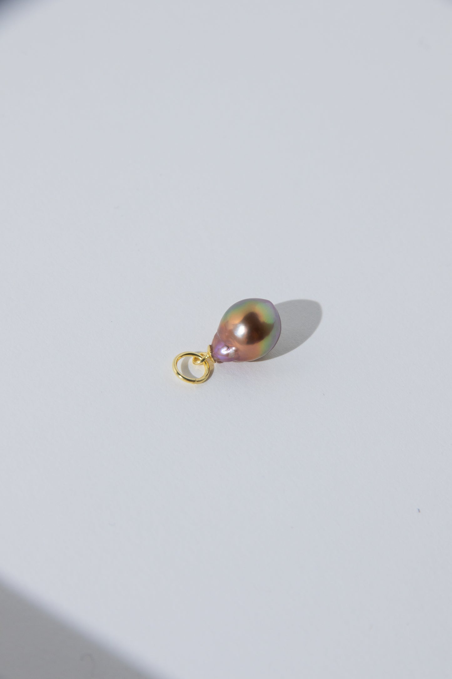 Small shiny metallic avocado pearl pendant