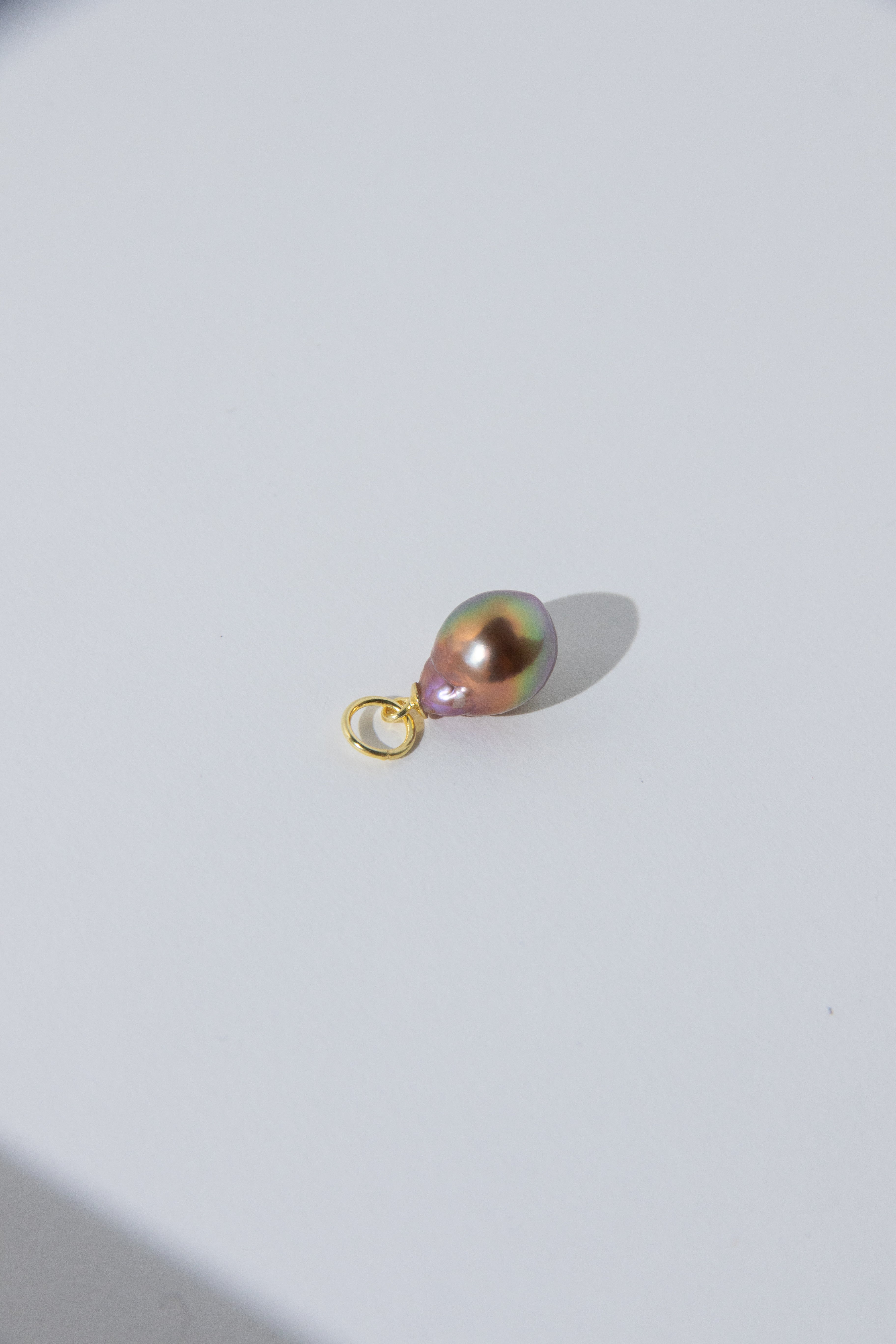 Small shiny metallic avocado pearl pendant