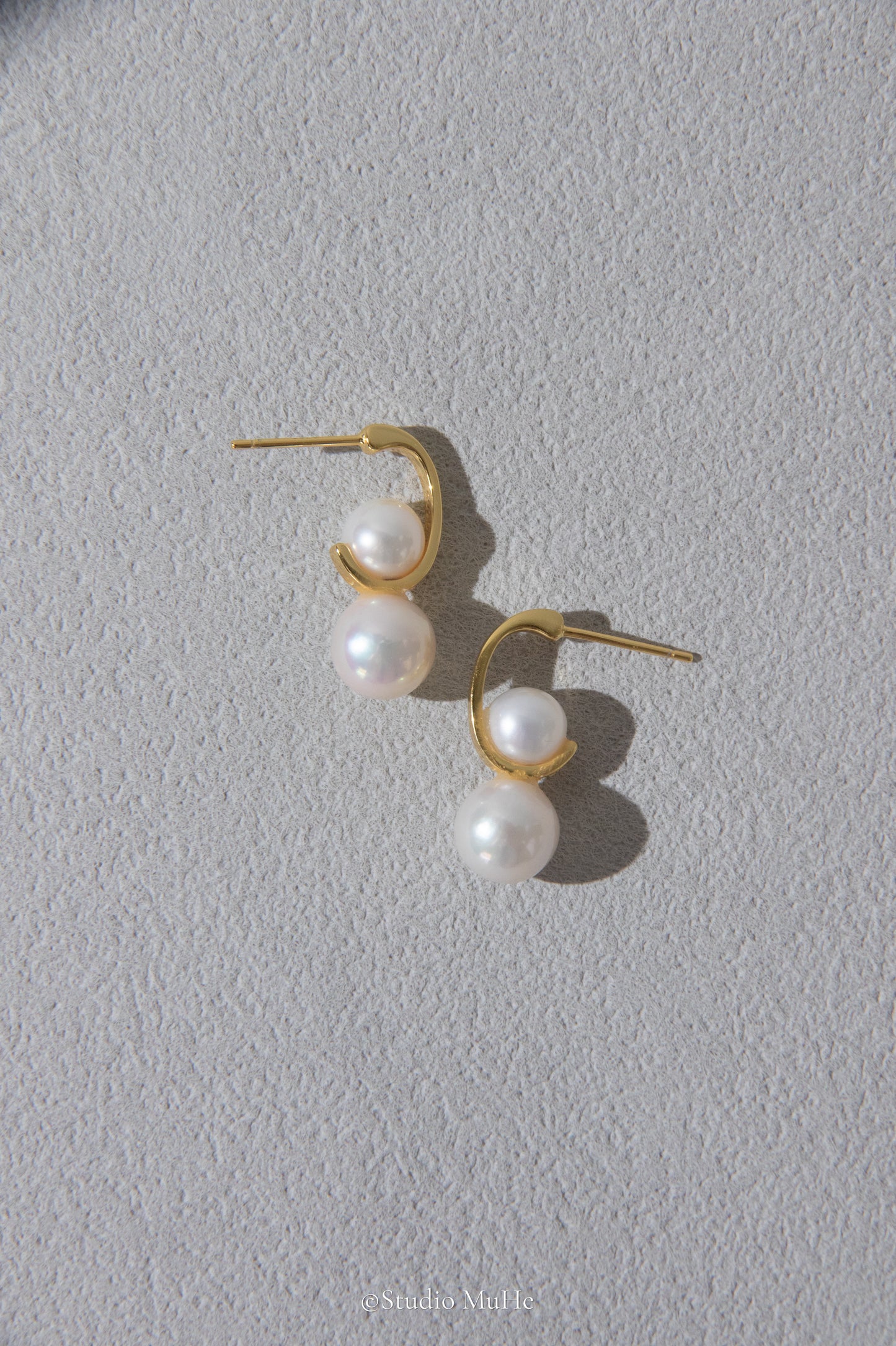 Daily snow-Simple ear studs with pearls