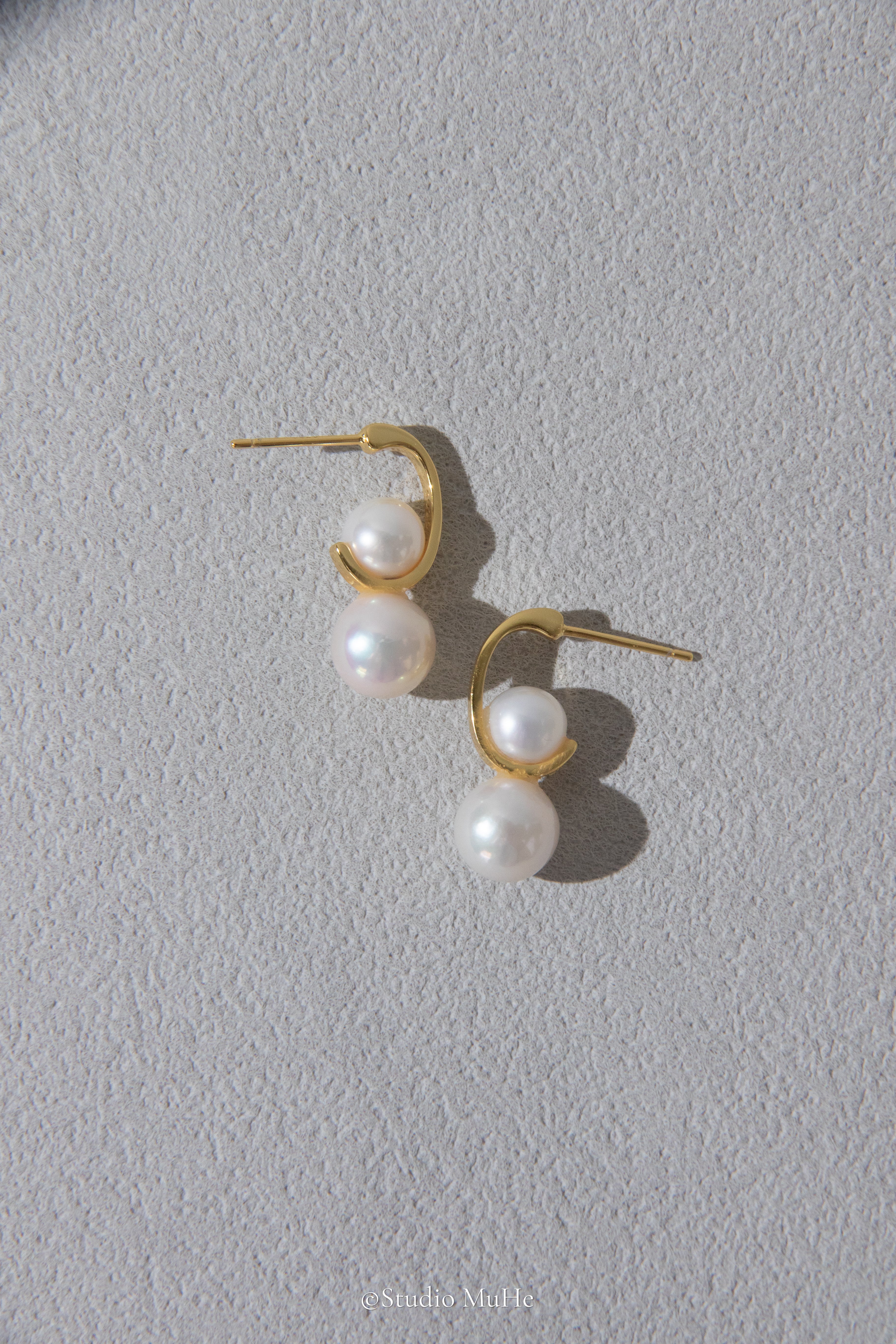 Daily snow-Simple ear studs with pearls