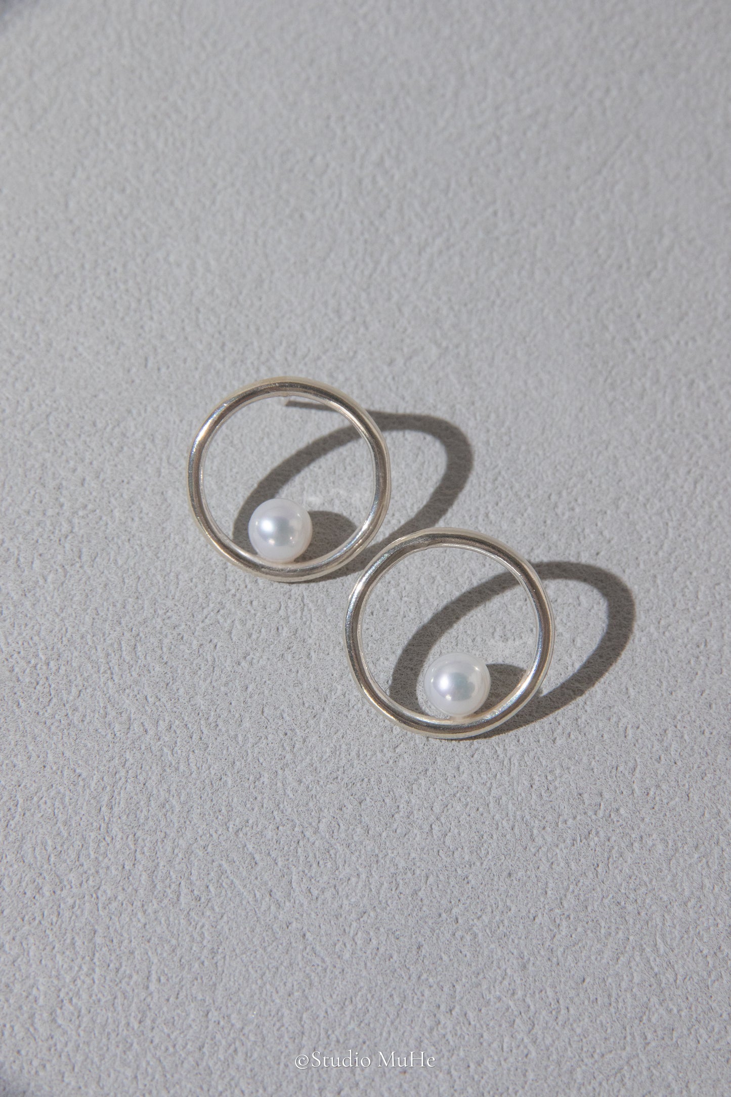 Floating Dream- Raw sterling silver big circle earring