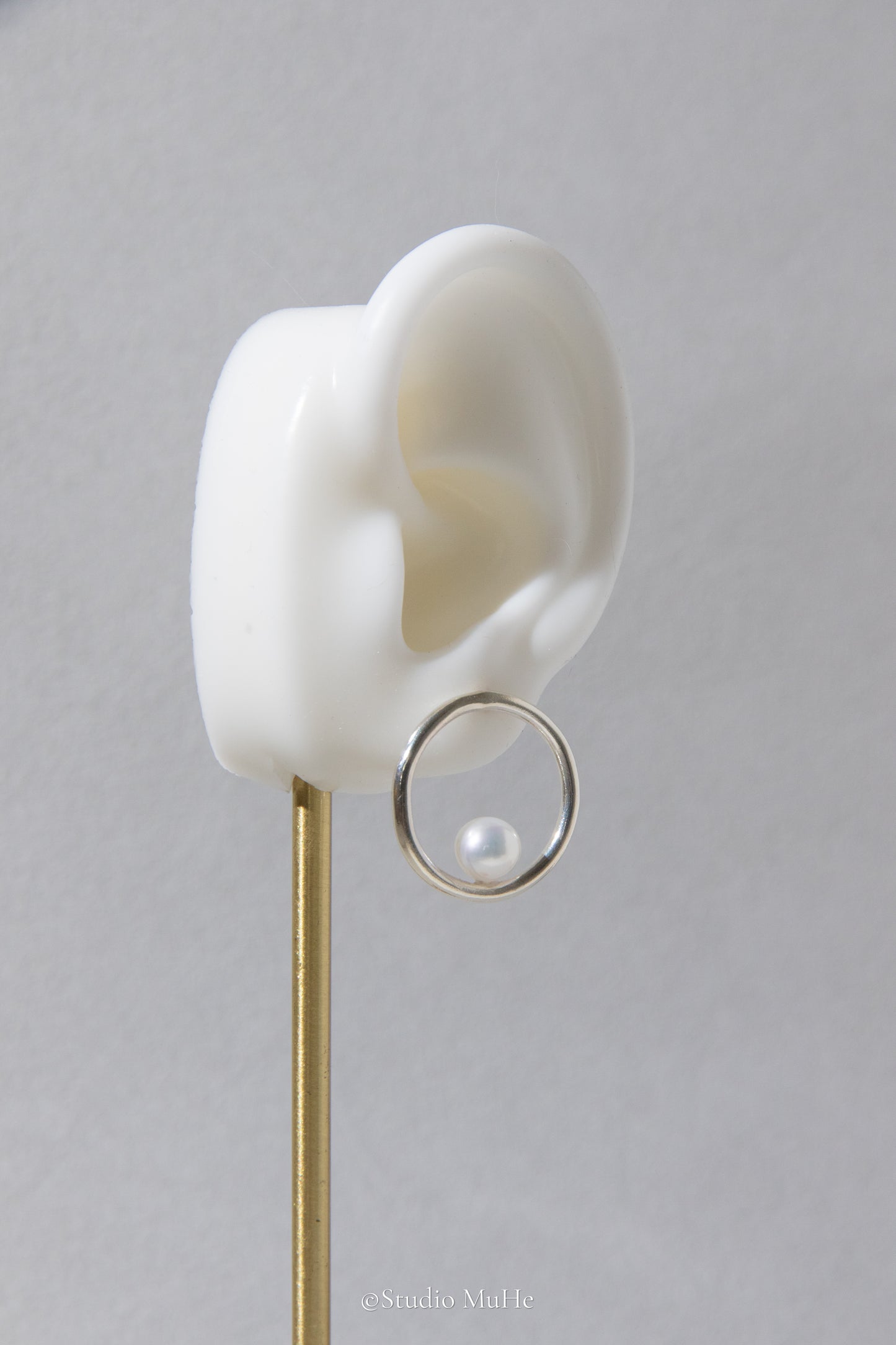 Floating Dream- Raw sterling silver big circle earring