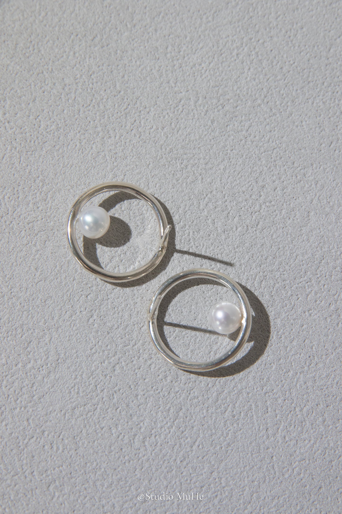 Floating Dream- Raw sterling silver big circle earring