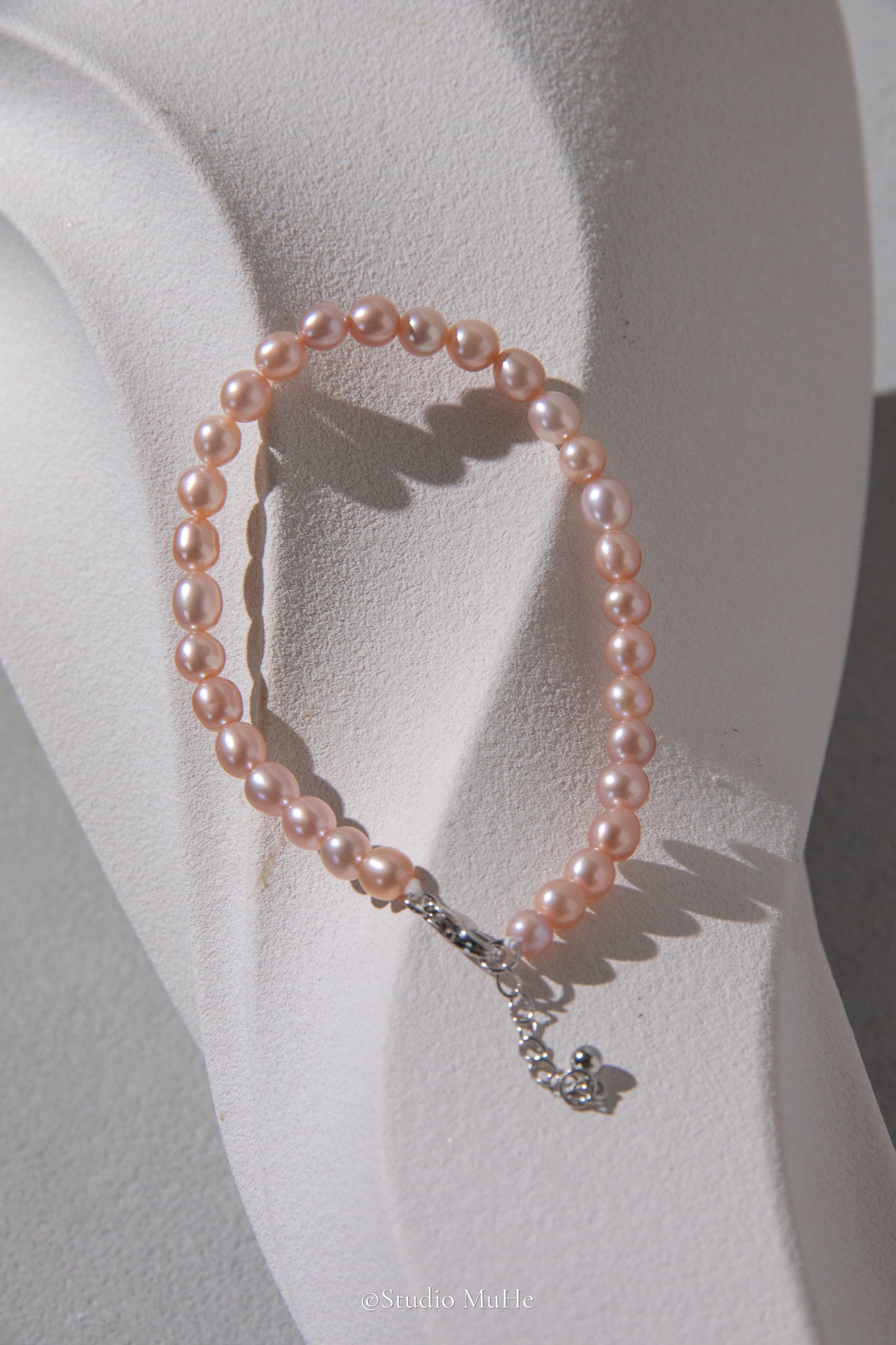 Summer peach-flawless natural peach pink rice pearl bracelet