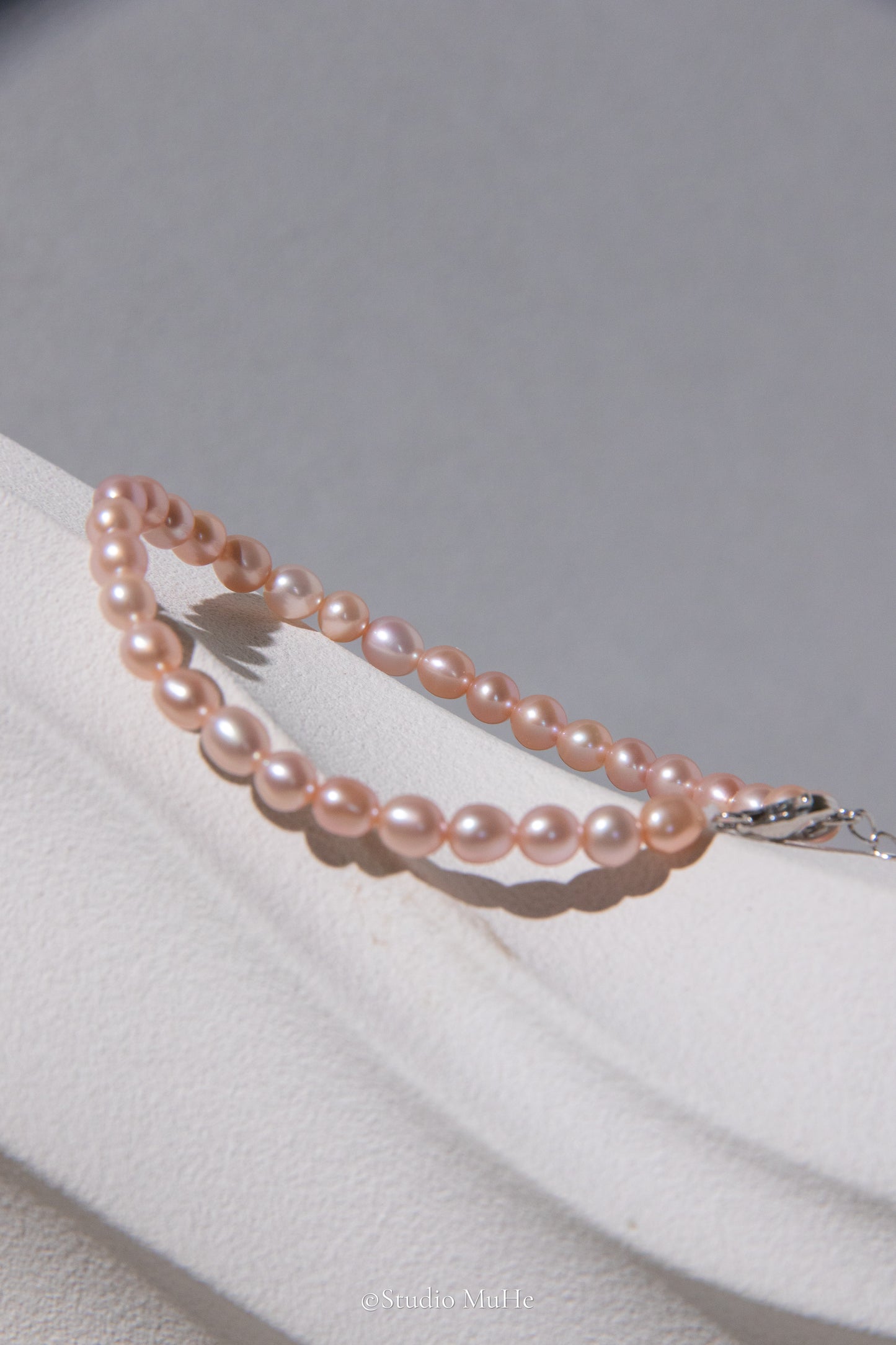 Summer peach-flawless natural peach pink rice pearl bracelet