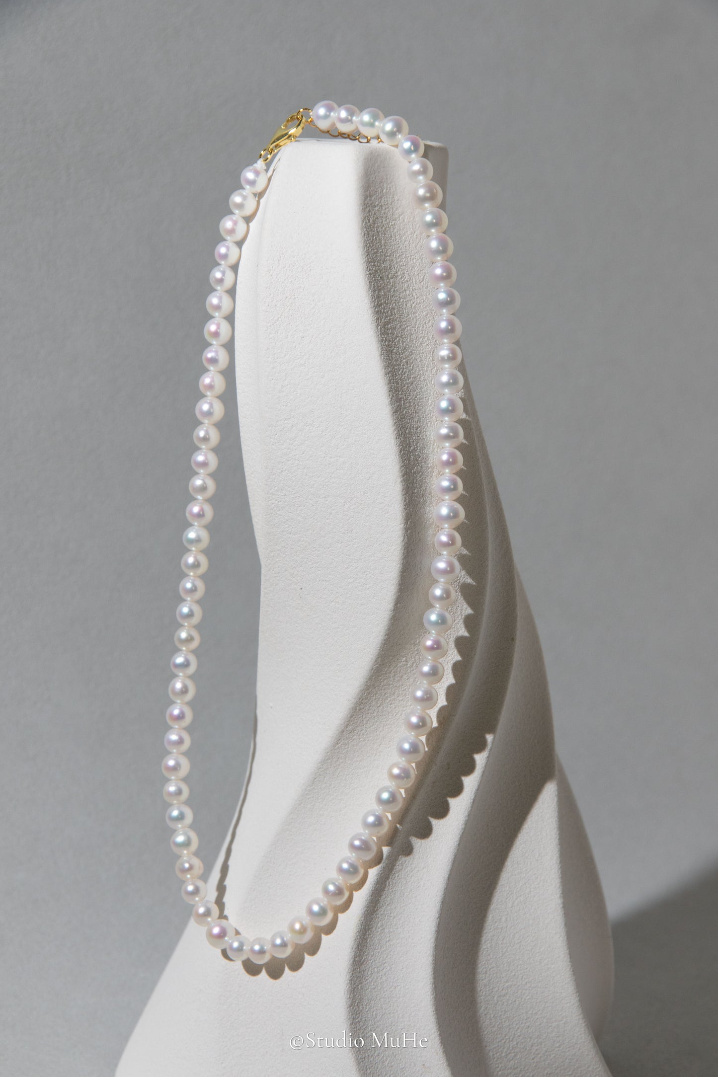 Daily classic-6mm semi round white freshwater pearl necklace