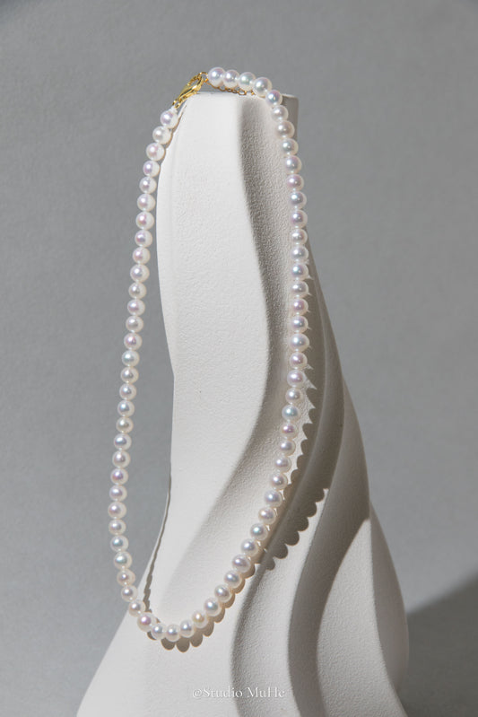 Daily classic-6mm semi round white freshwater pearl necklace