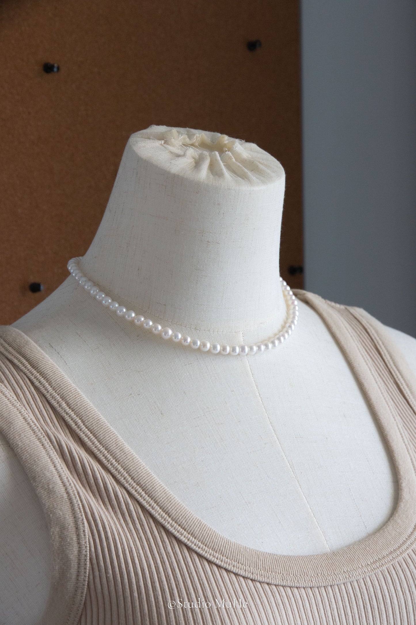 Daily classic-6mm semi round white freshwater pearl necklace