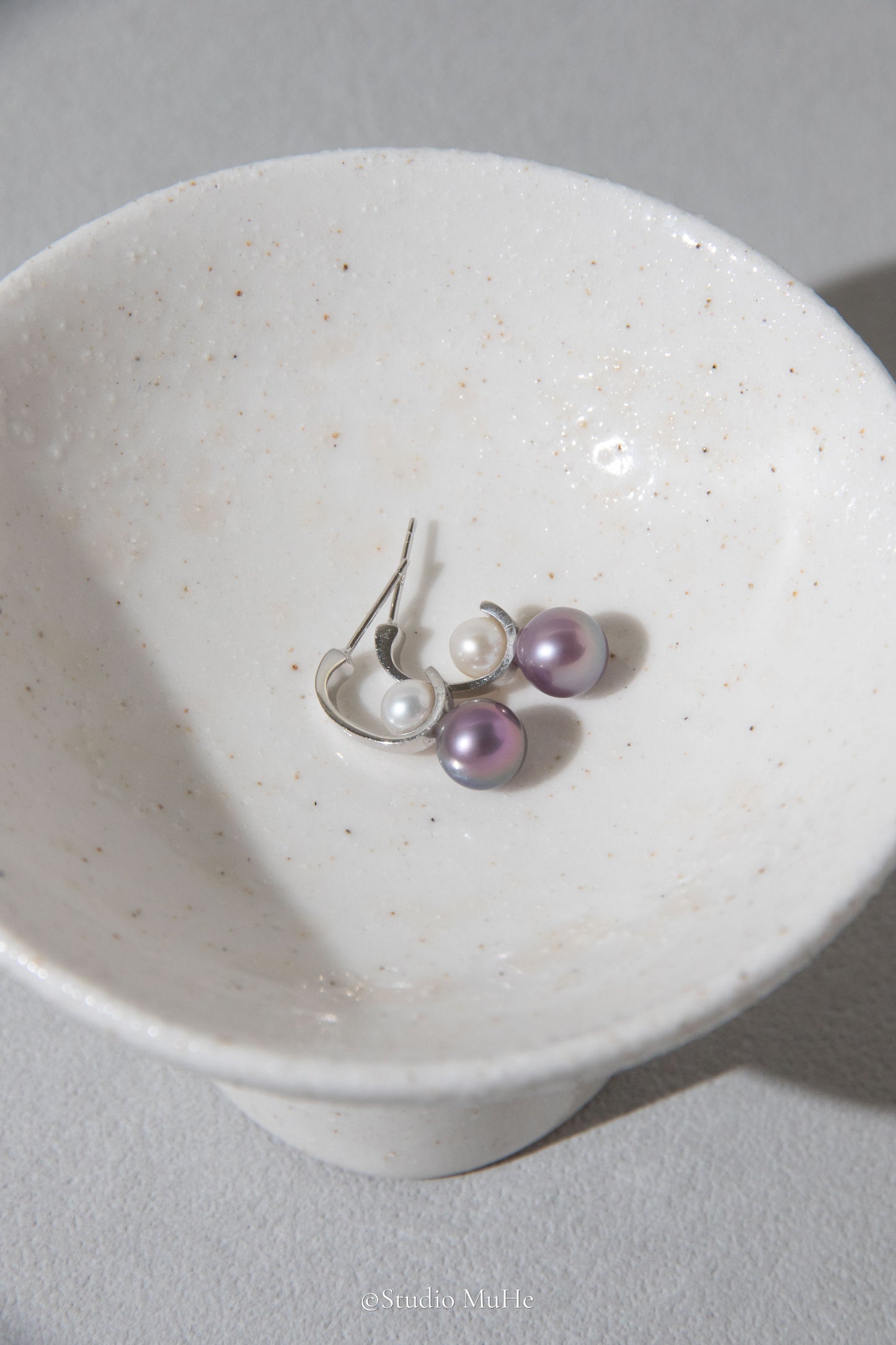 Colorful Planets-Daily ear studs with natural freshwater pearls.