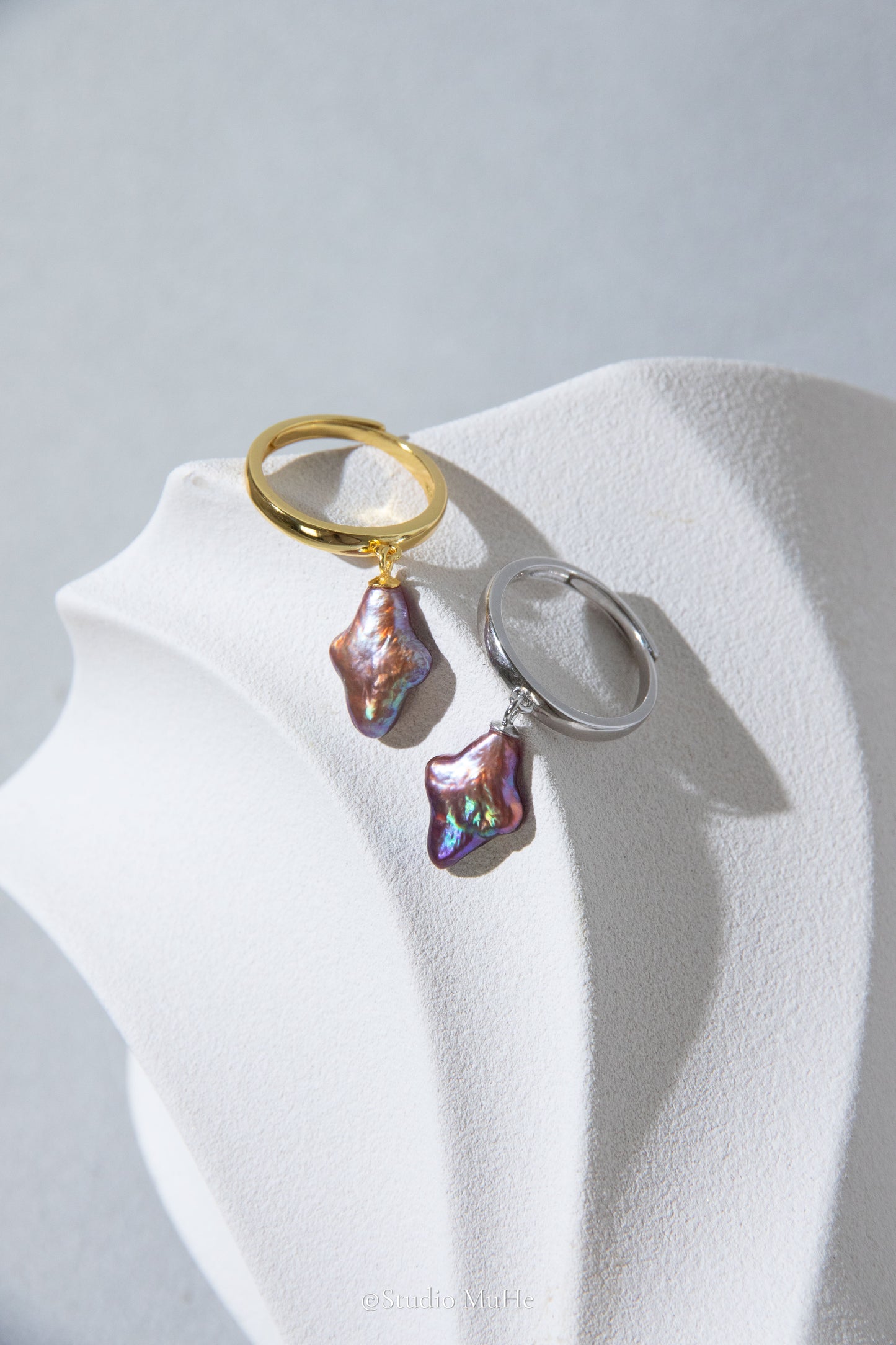Dancing Polar star rings-Excellent level polar star shaped freshwater pearl ring