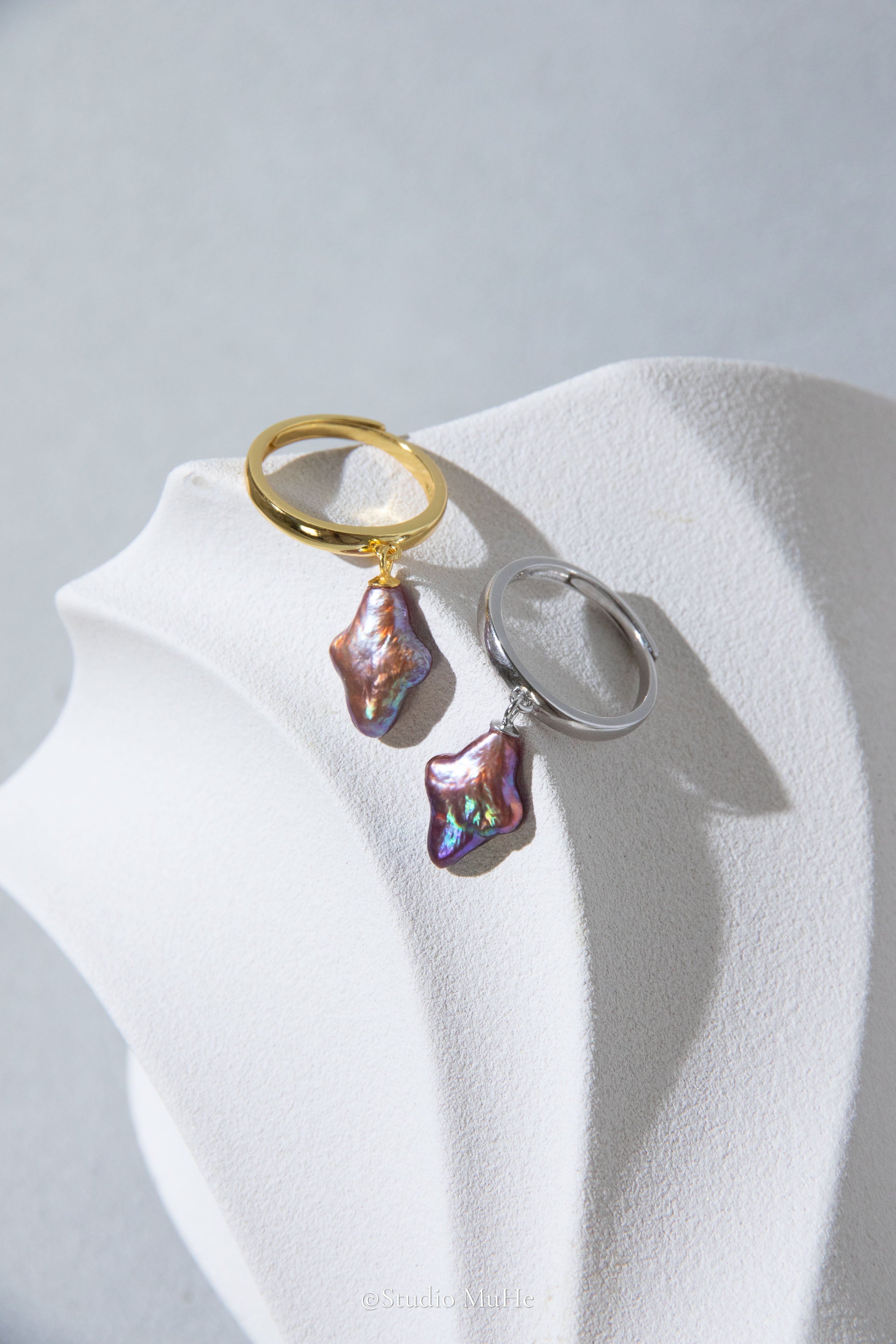 Dancing Polar star rings-Excellent level polar star shaped freshwater pearl ring