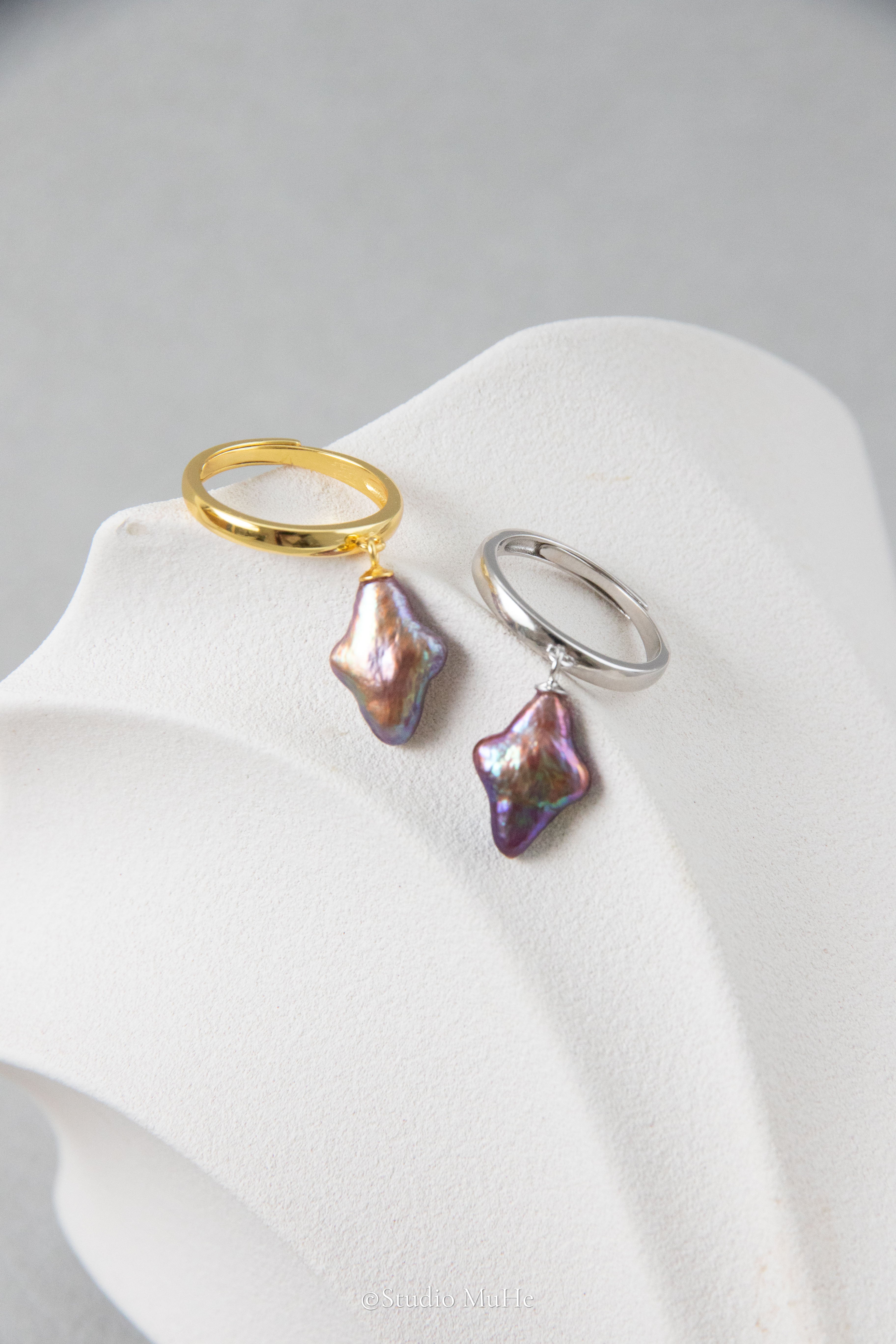 Dancing Polar star rings-Excellent level polar star shaped freshwater pearl ring