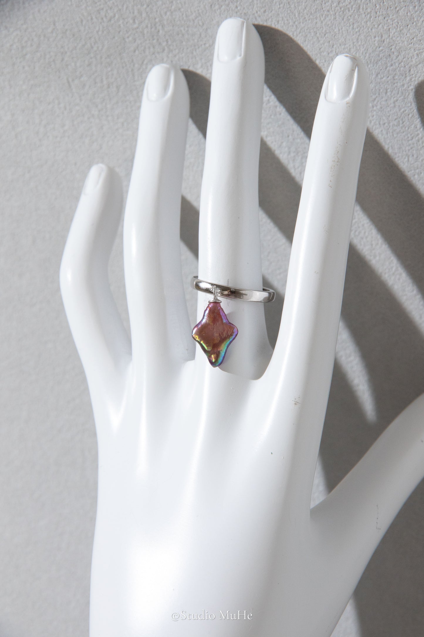 Dancing Polar star rings-Excellent level polar star shaped freshwater pearl ring