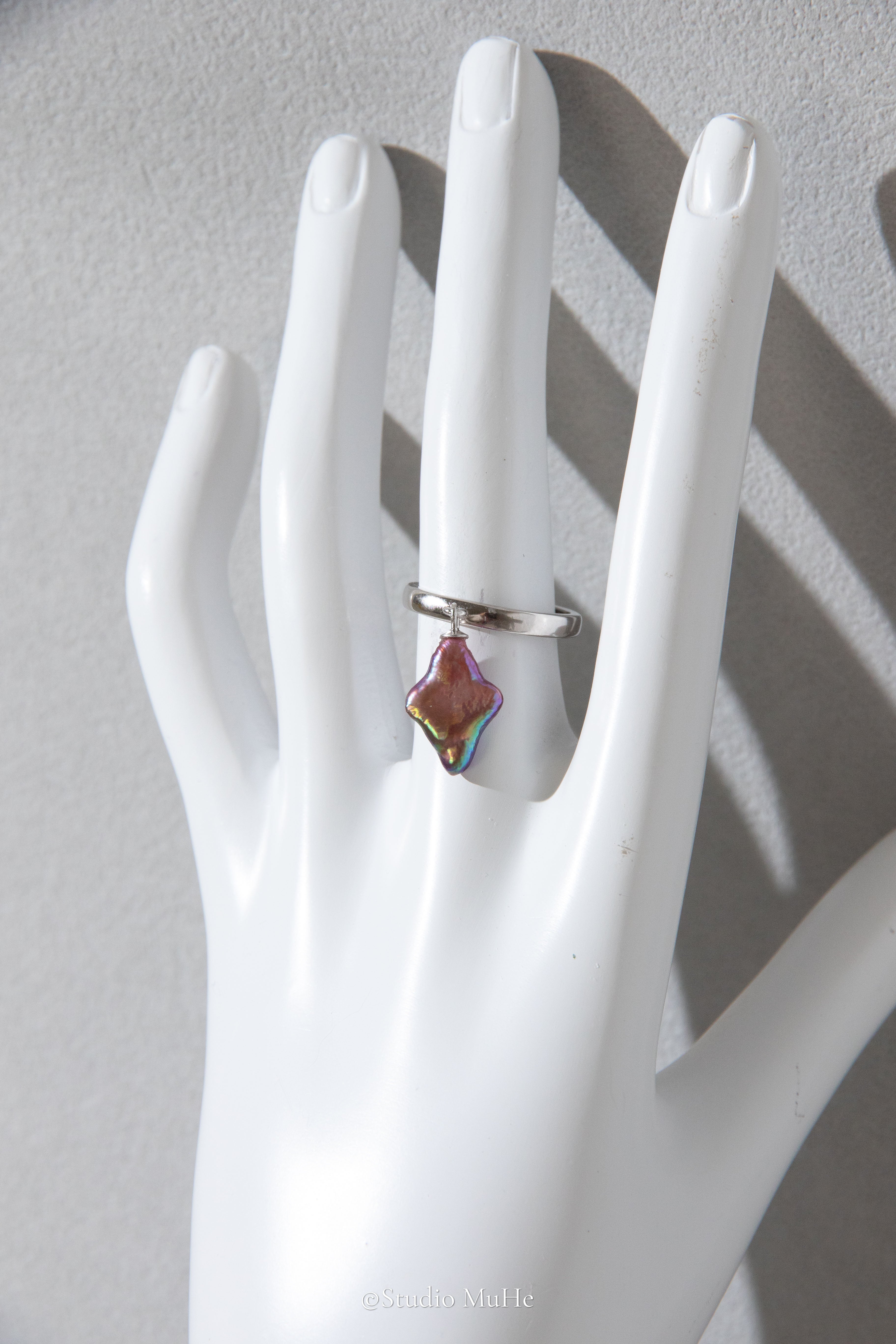 Dancing Polar star rings-Excellent level polar star shaped freshwater pearl ring
