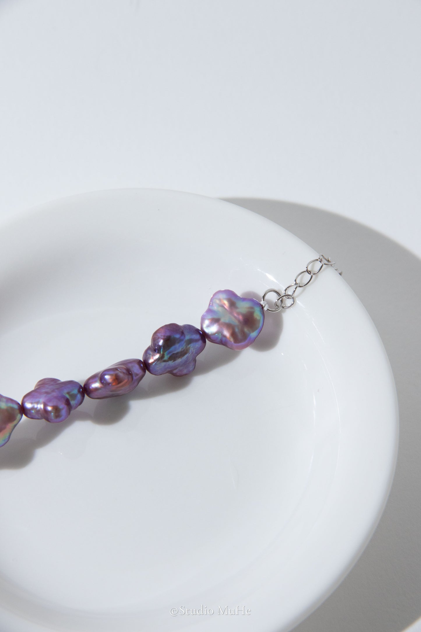Wildest lavender-excellent level super intense natural purple colored clover freshwater pearl bracelet