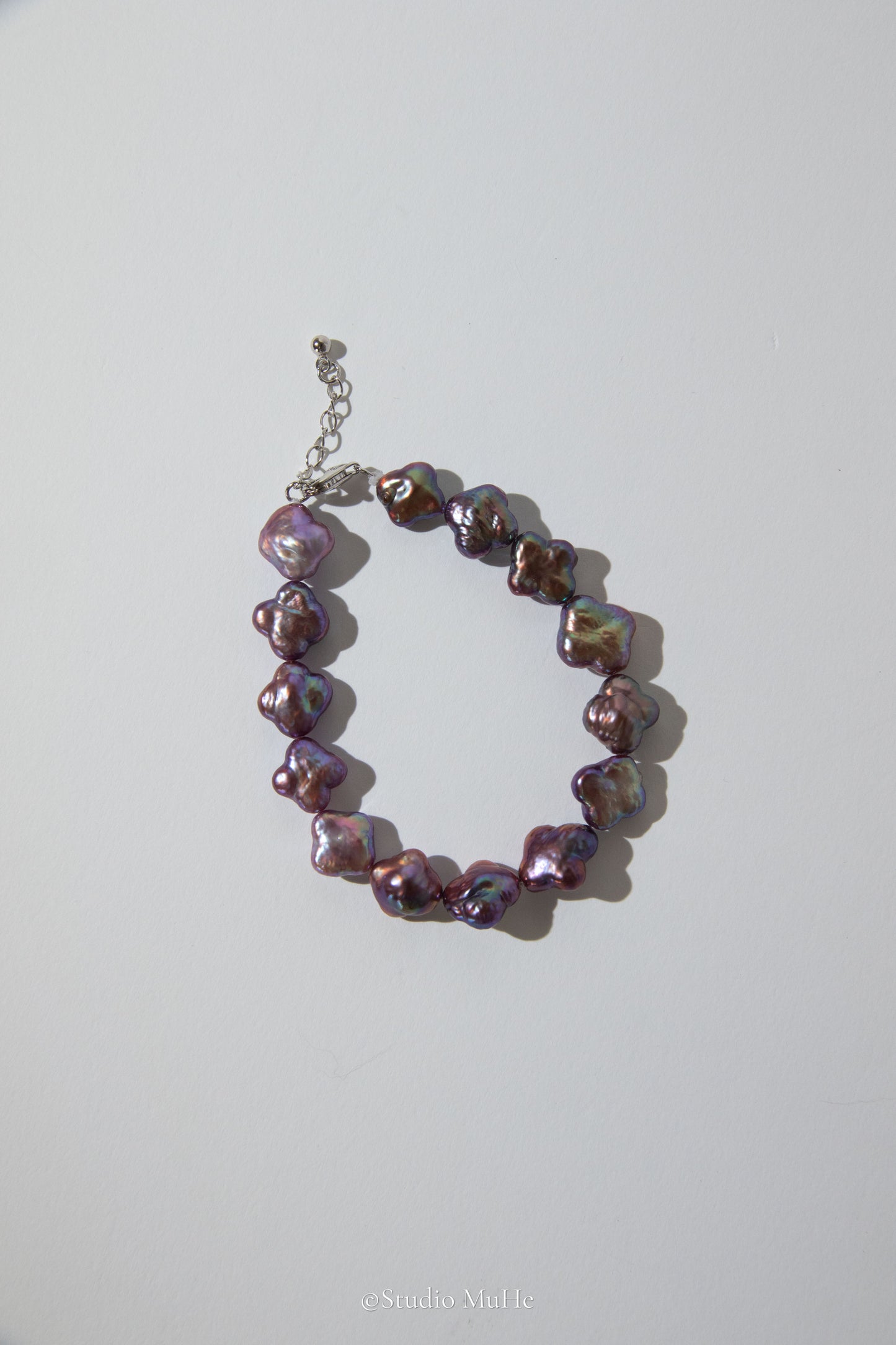 Wildest lavender-excellent level super intense natural purple colored clover freshwater pearl bracelet