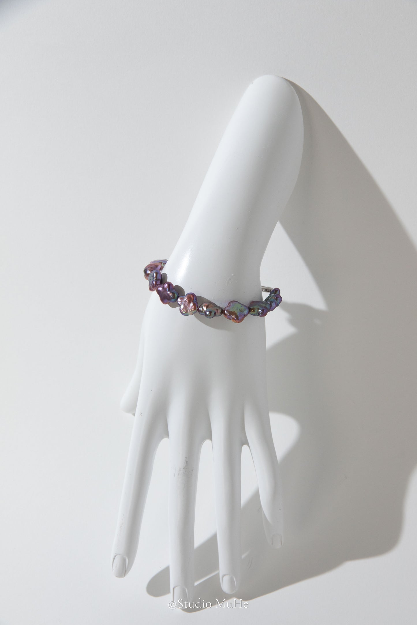 Wildest lavender-excellent level super intense natural purple colored clover freshwater pearl bracelet