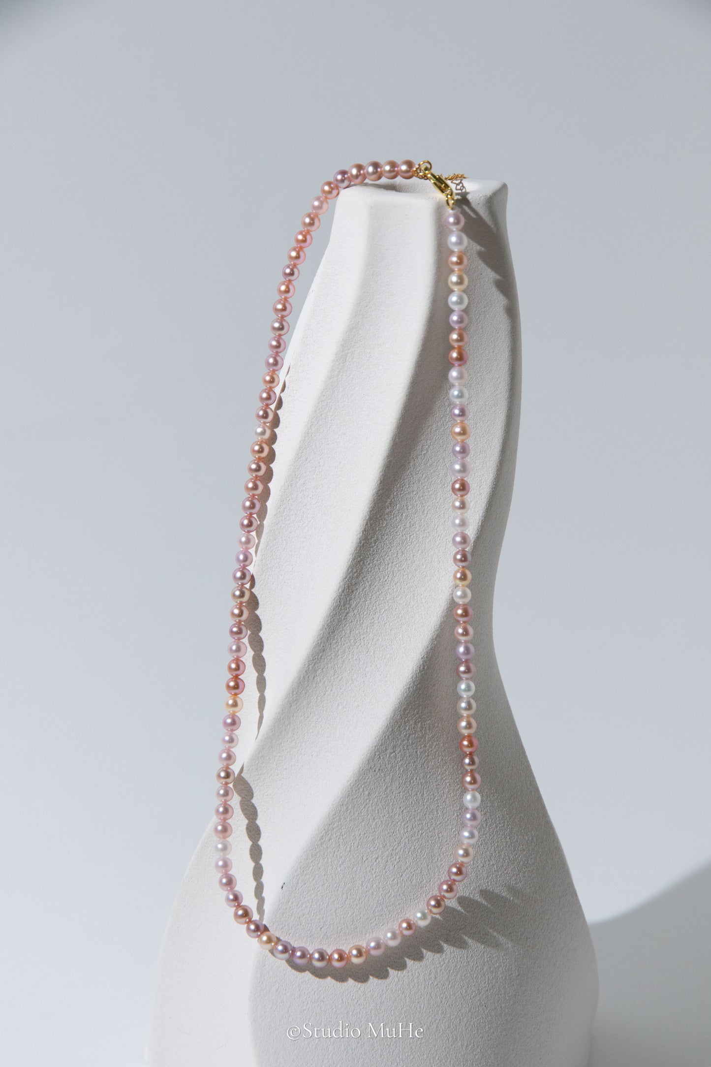 Jumping candy-excellent level flawless, small round candy colored freshwater pearls necklace