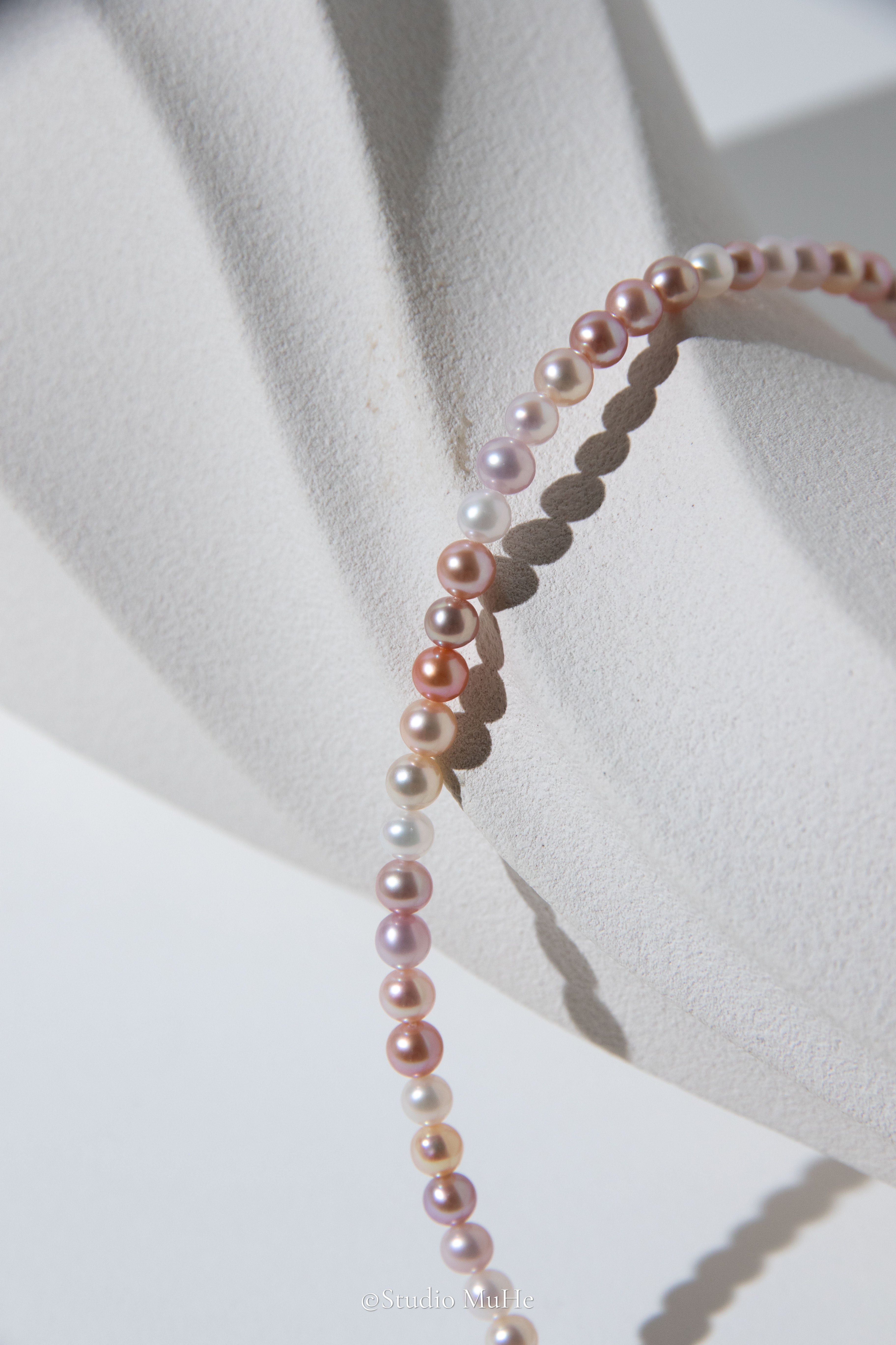 Jumping candy-excellent level flawless, small round candy colored freshwater pearls necklace