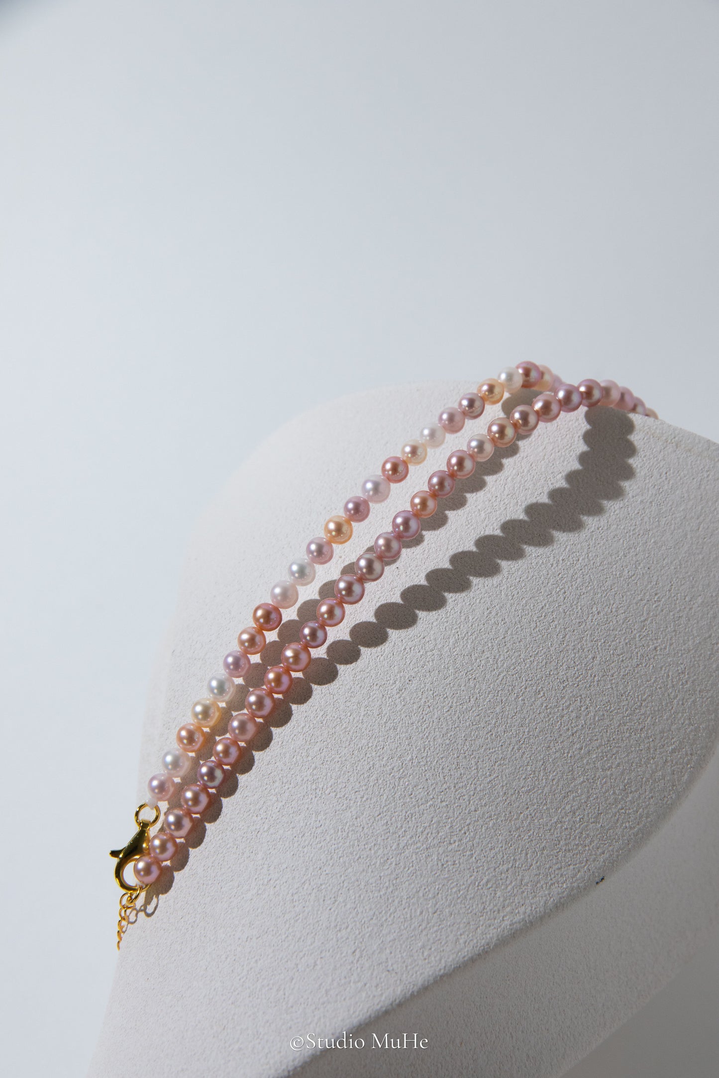 Jumping candy-excellent level flawless, small round candy colored freshwater pearls necklace