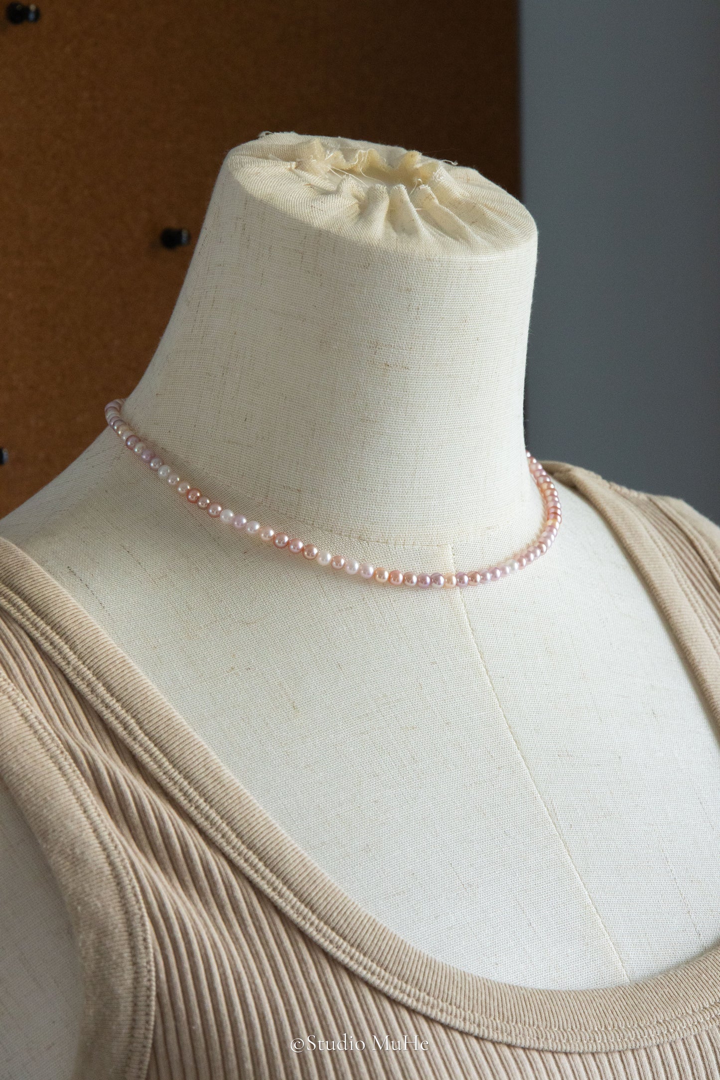 Jumping candy-excellent level flawless, small round candy colored freshwater pearls necklace