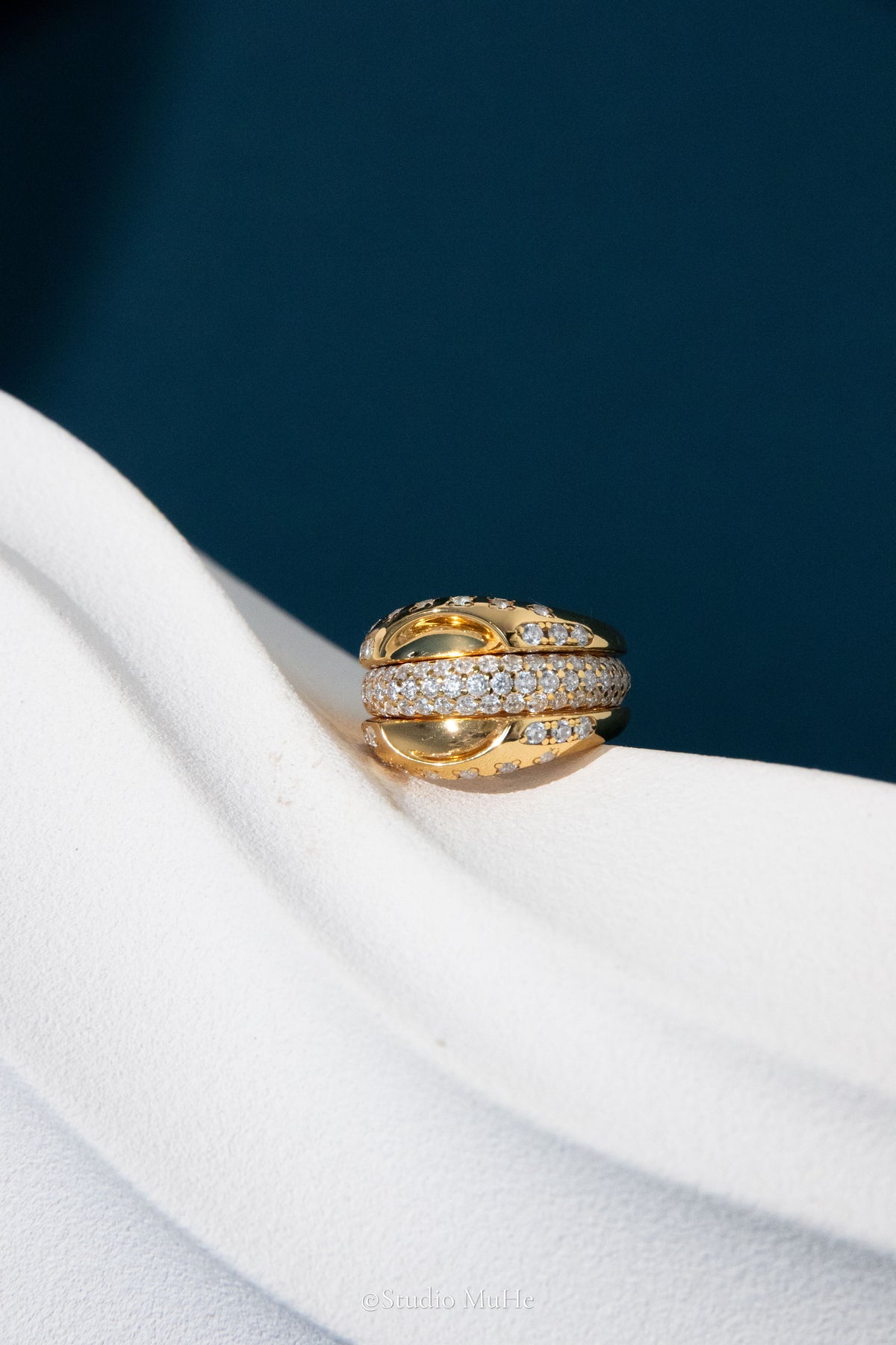 Bath Bubbles ring set-Gold plated solid sterling silver ring set