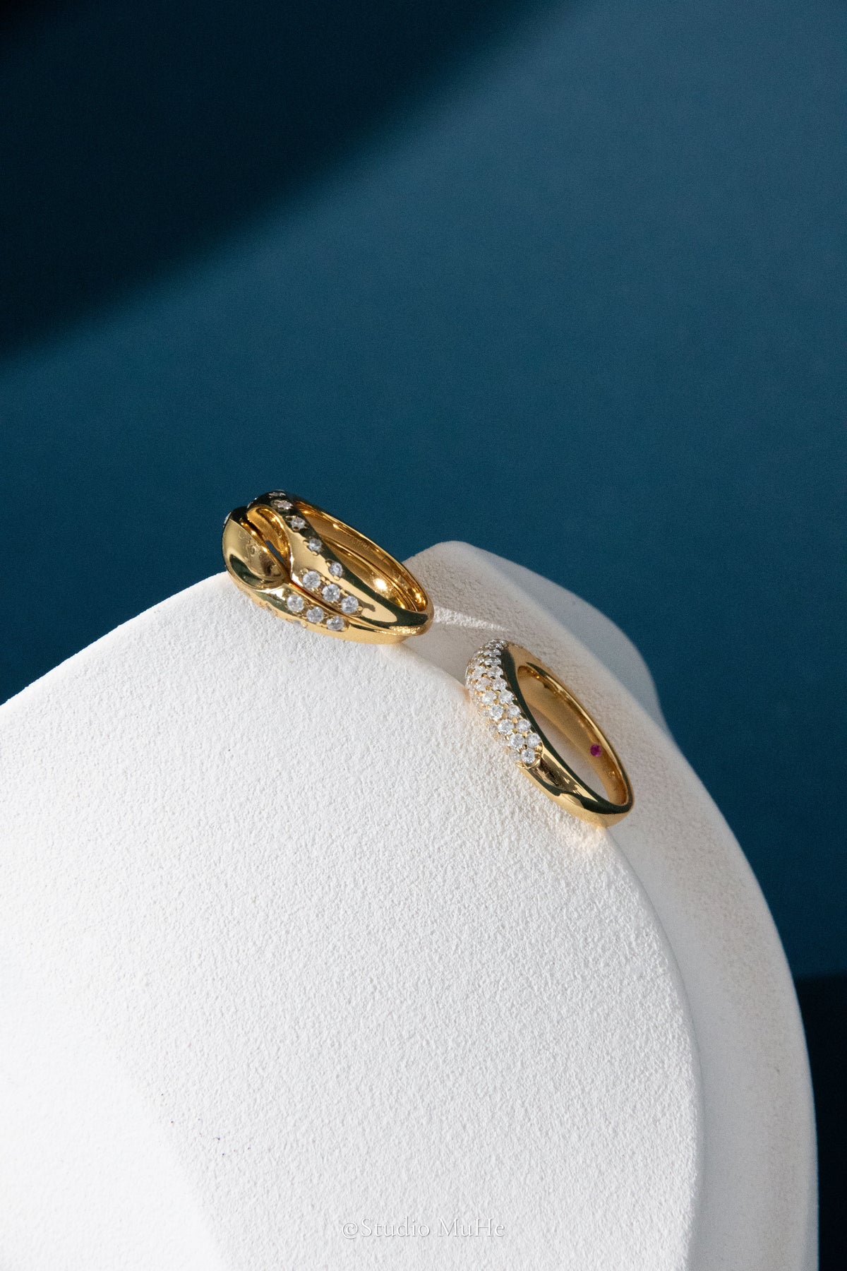 Bath Bubbles ring set-Gold plated solid sterling silver ring set