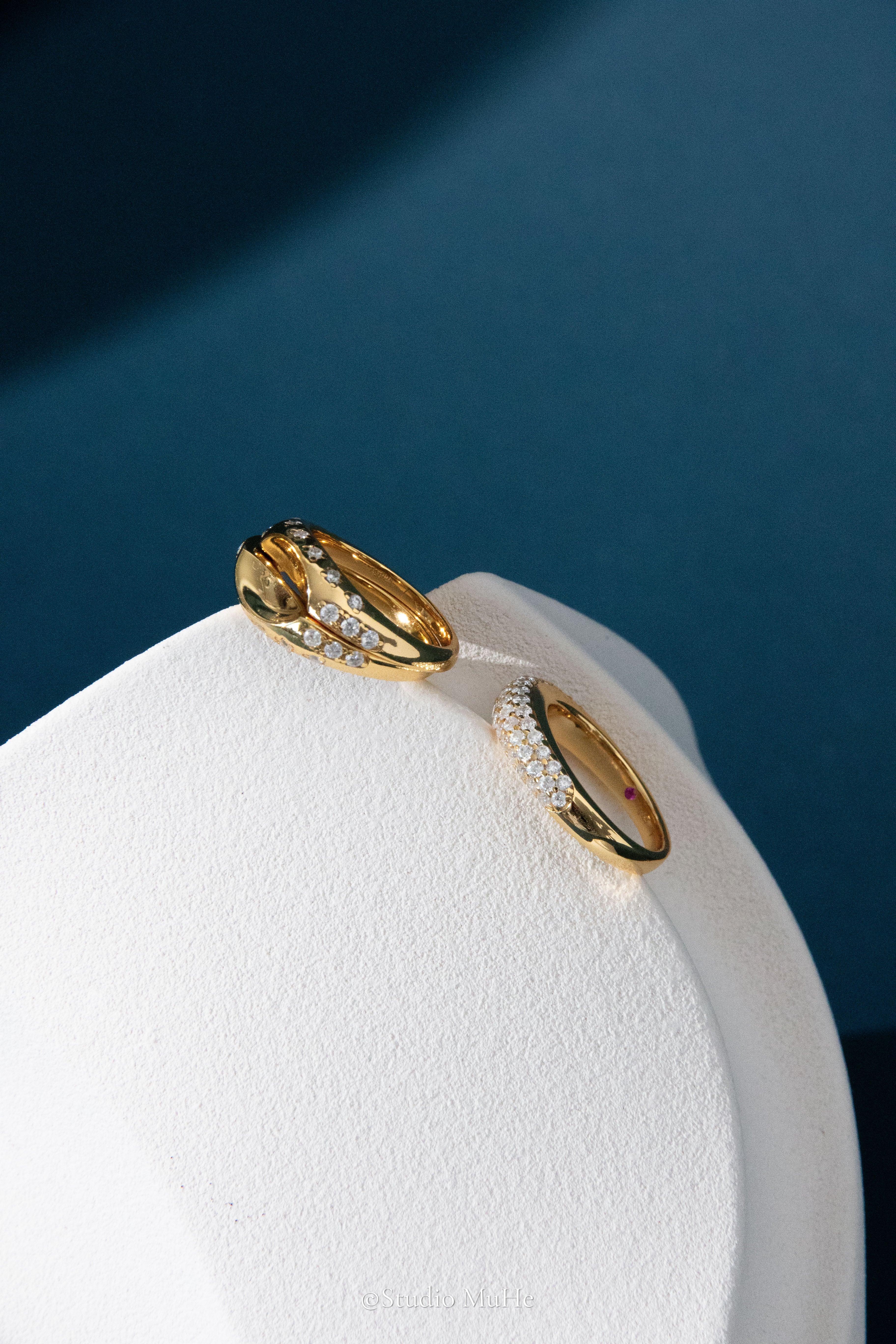 Bath Bubbles ring set-Gold plated solid sterling silver ring set