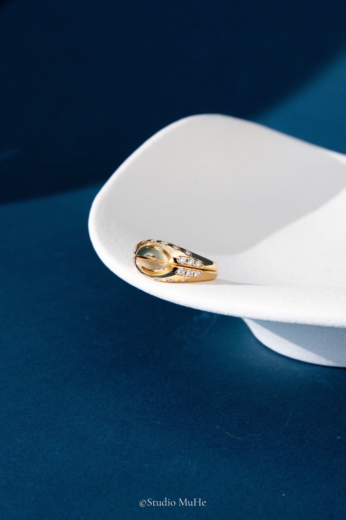 Bath Bubbles ring set-Gold plated solid sterling silver ring set