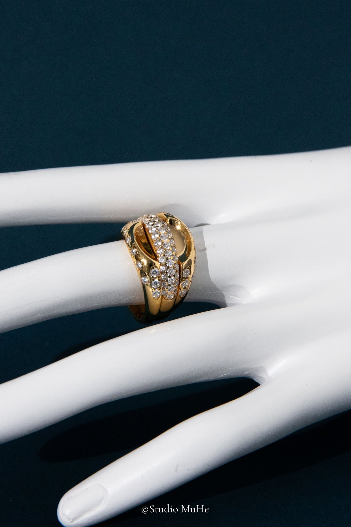Bath Bubbles ring set-Gold plated solid sterling silver ring set