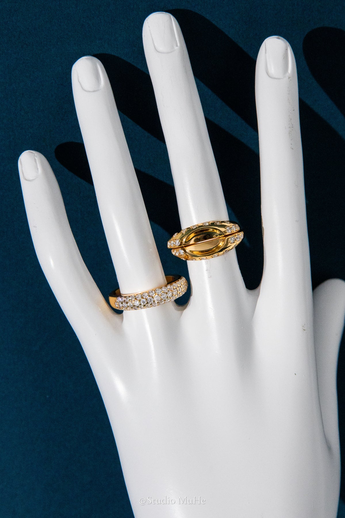 Bath Bubbles ring set-Gold plated solid sterling silver ring set