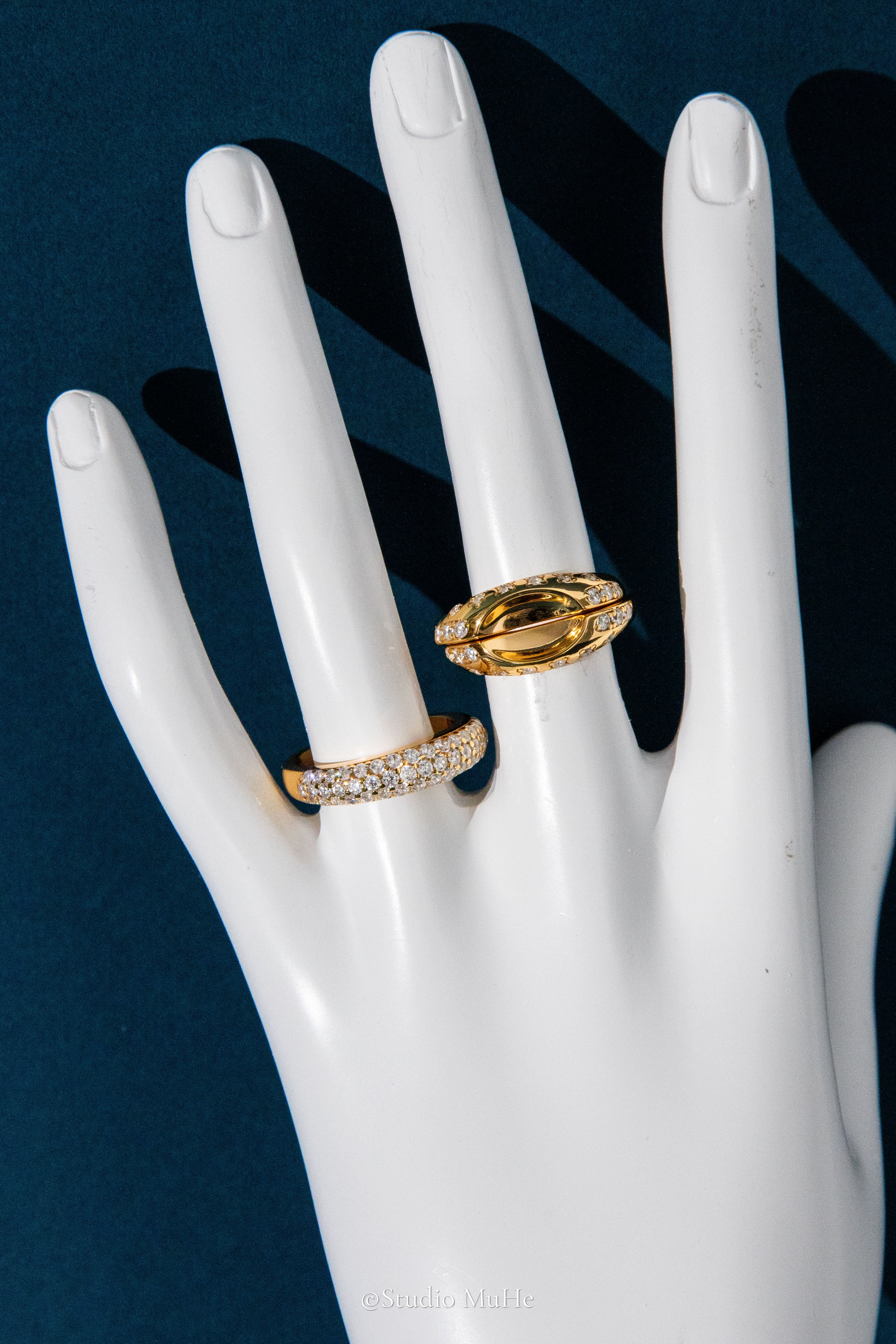 Bath Bubbles ring set-Gold plated solid sterling silver ring set