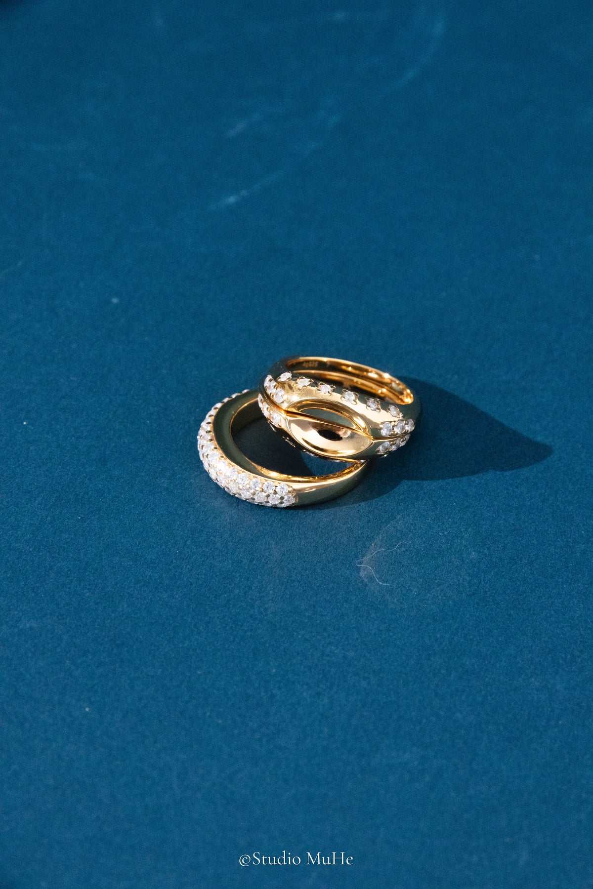 Bath Bubbles ring set-Gold plated solid sterling silver ring set