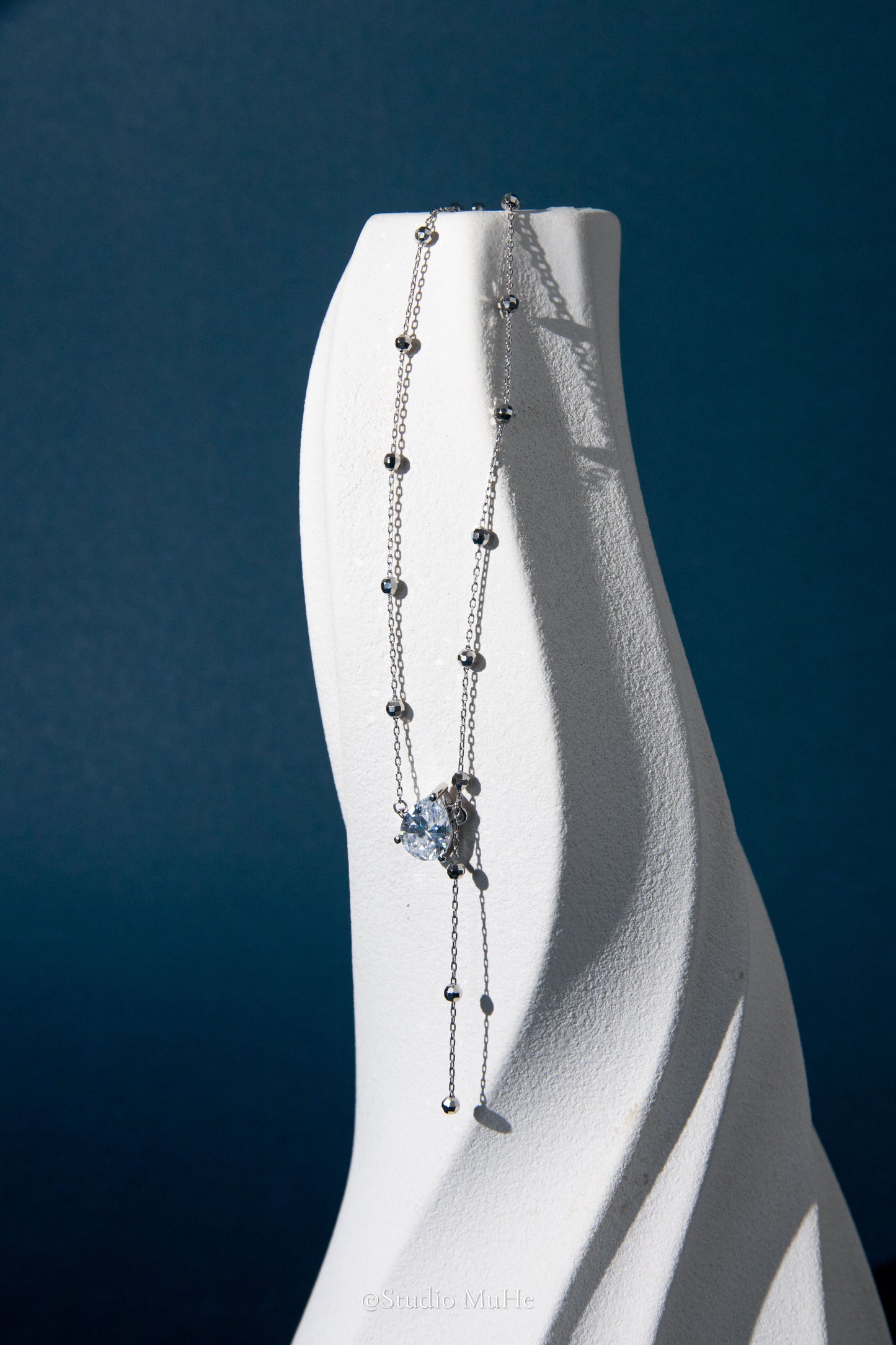 Sparkling silver necklace-Drop