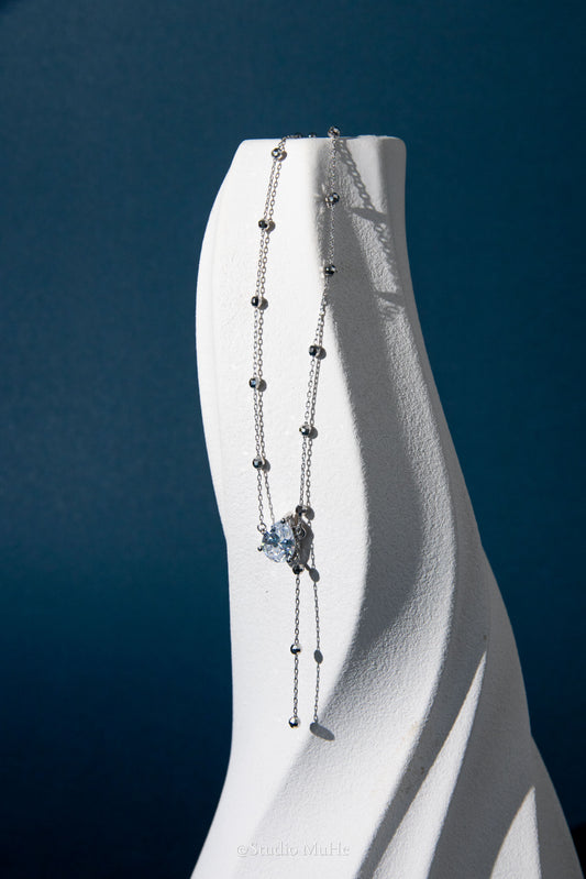 Sparkling silver necklace-Drop