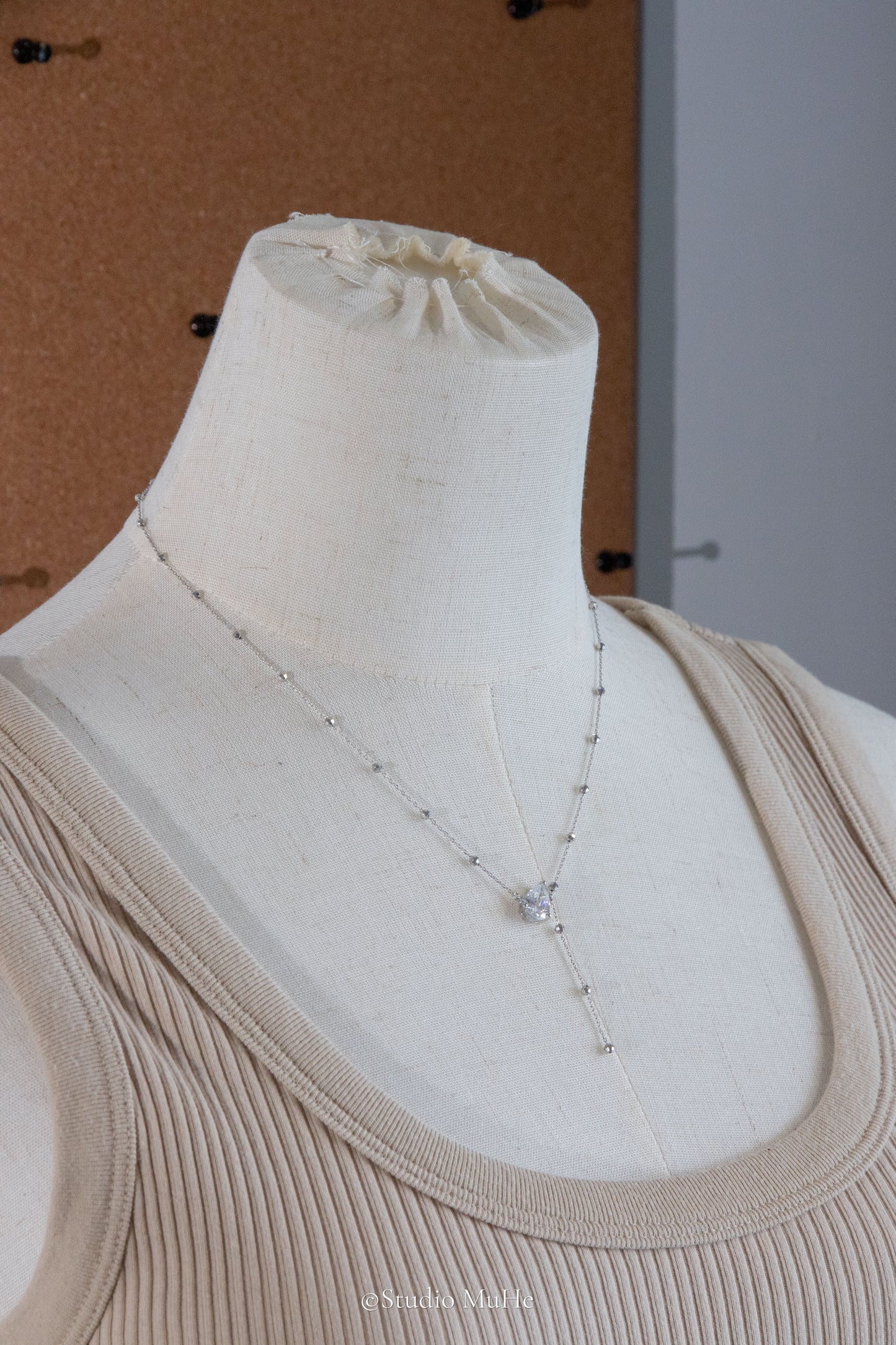 Sparkling silver necklace-Drop