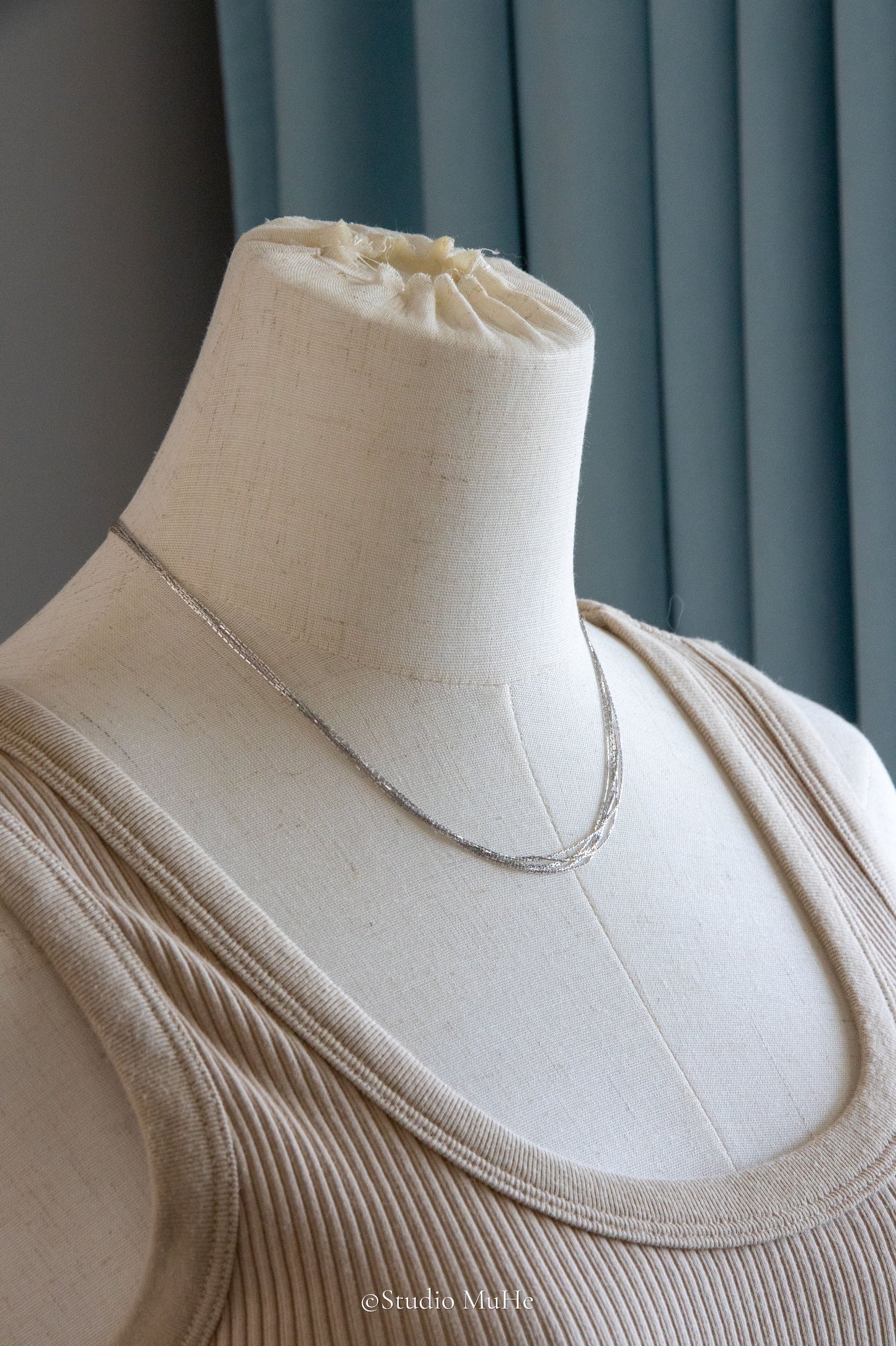 River necklaces-6 string delicate solid sterling silver necklaces
