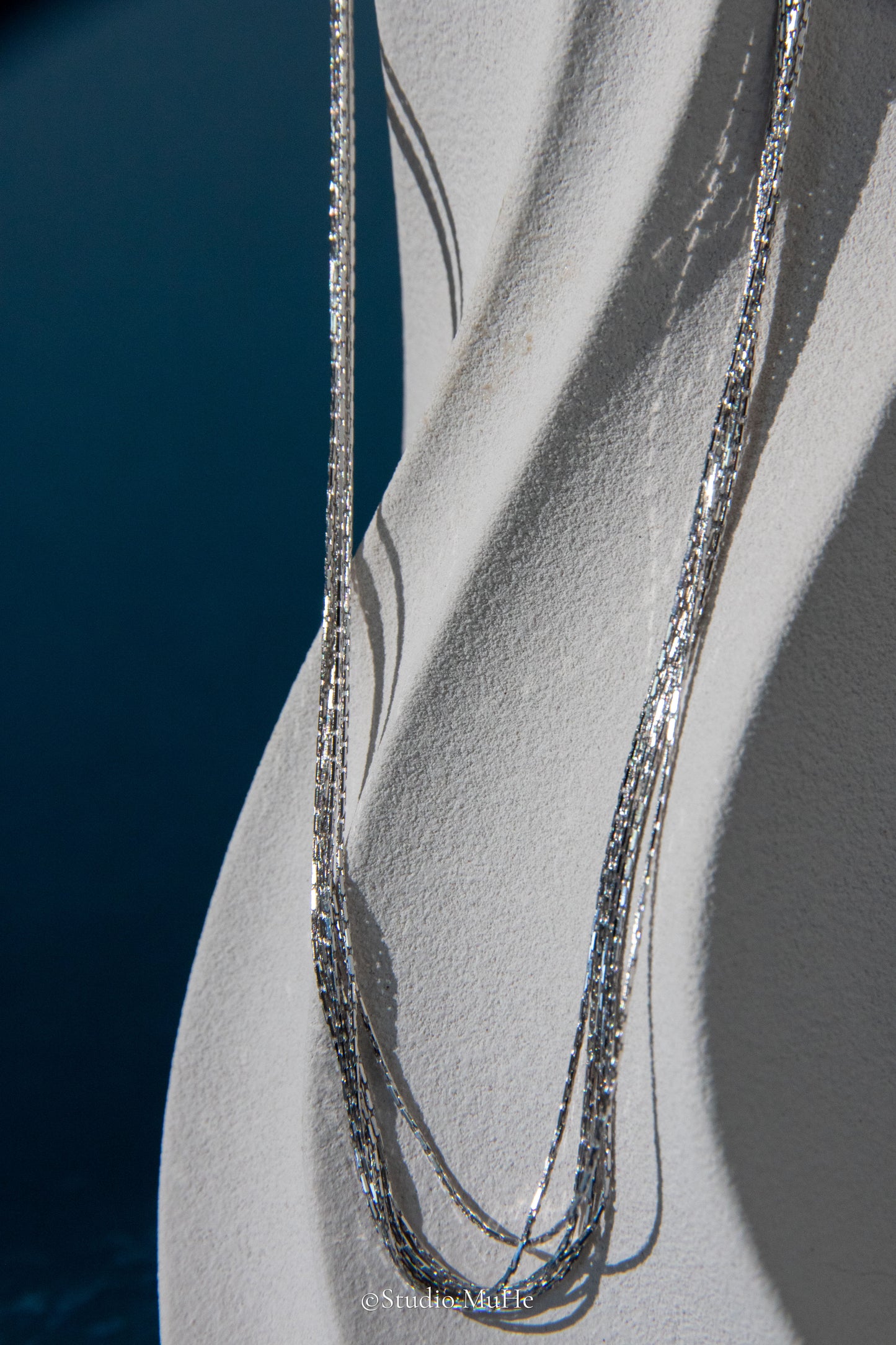 River necklaces-6 string delicate solid sterling silver necklaces