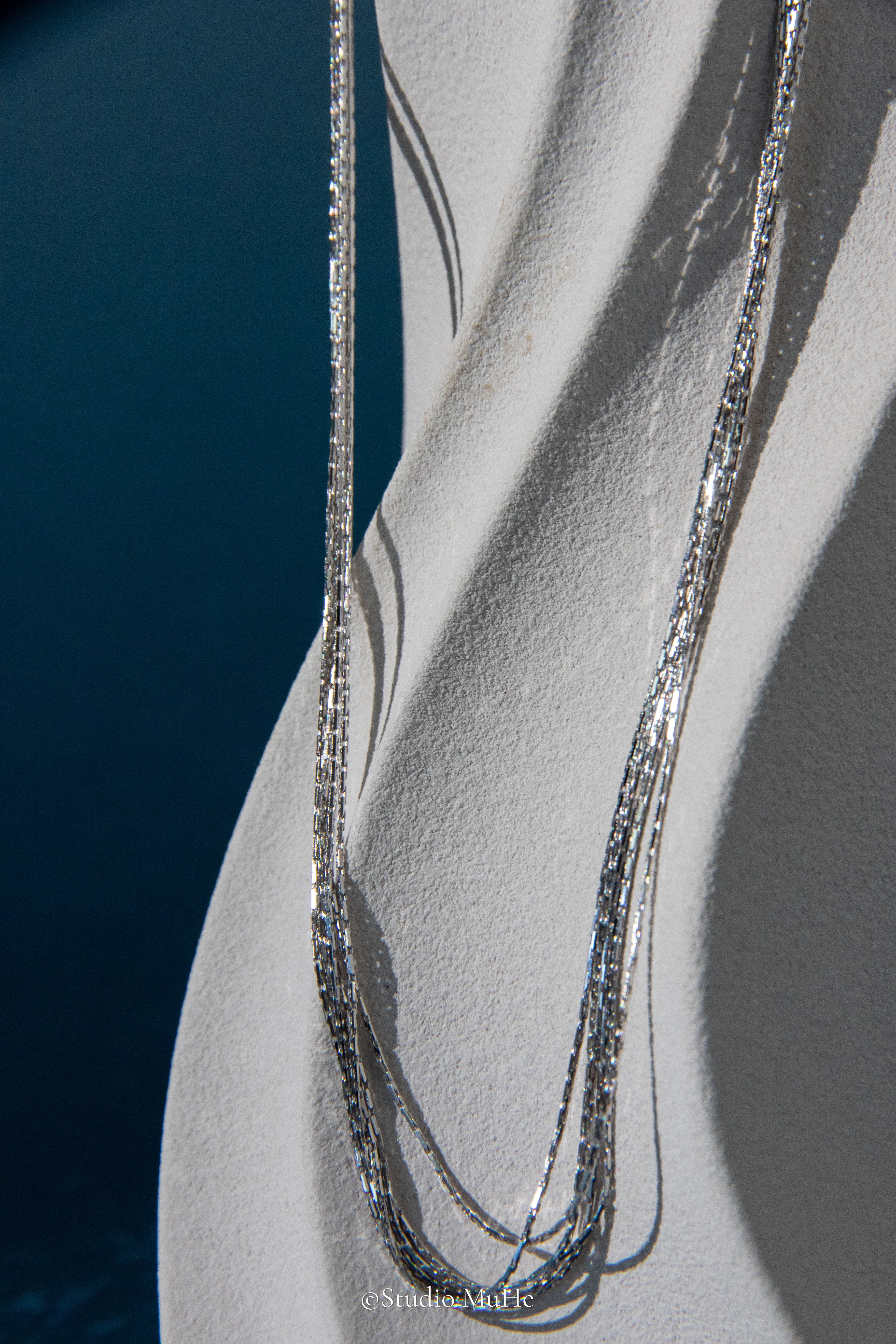 River necklaces-6 string delicate solid sterling silver necklaces