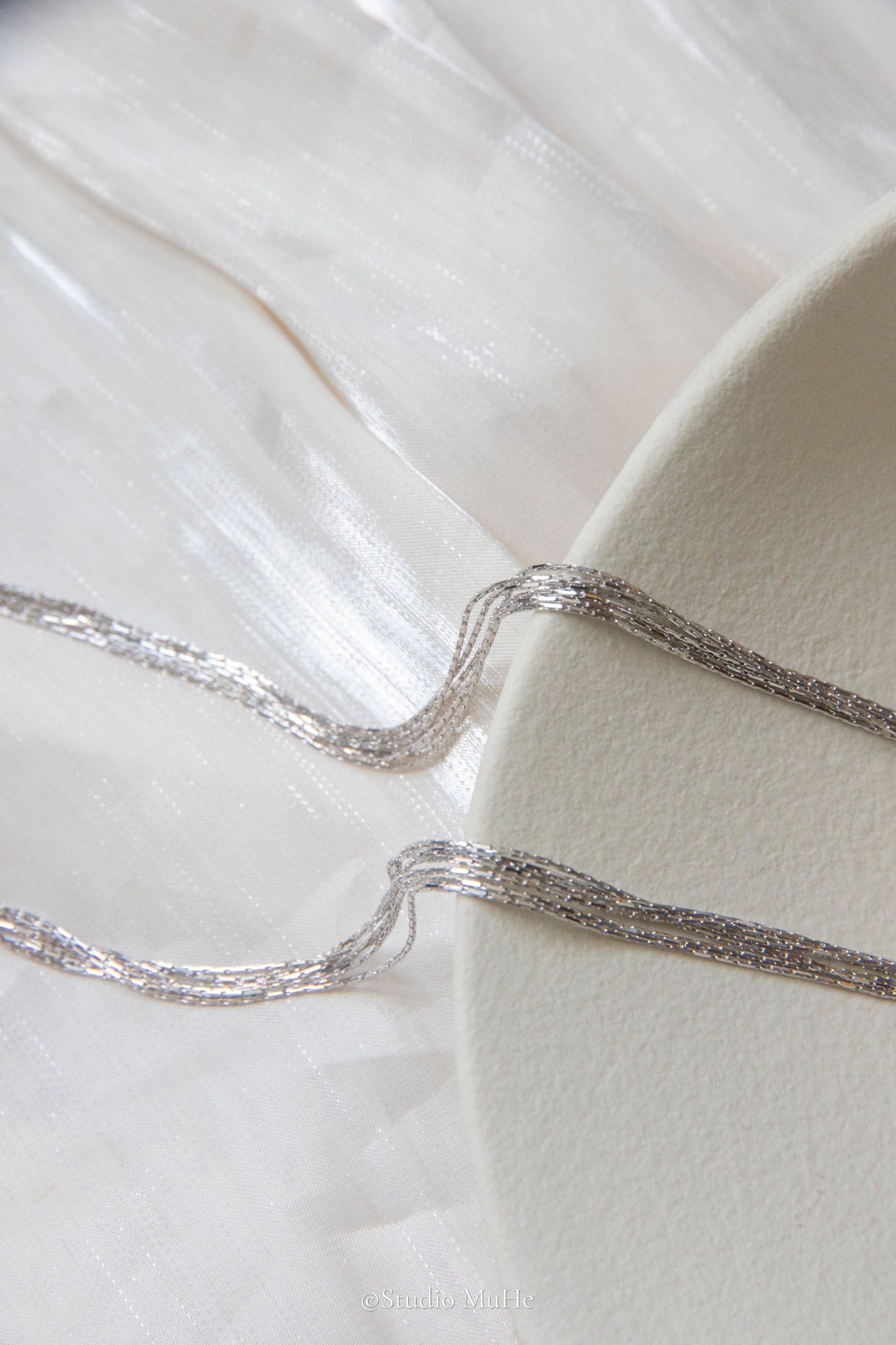 River necklaces-6 string delicate solid sterling silver necklaces