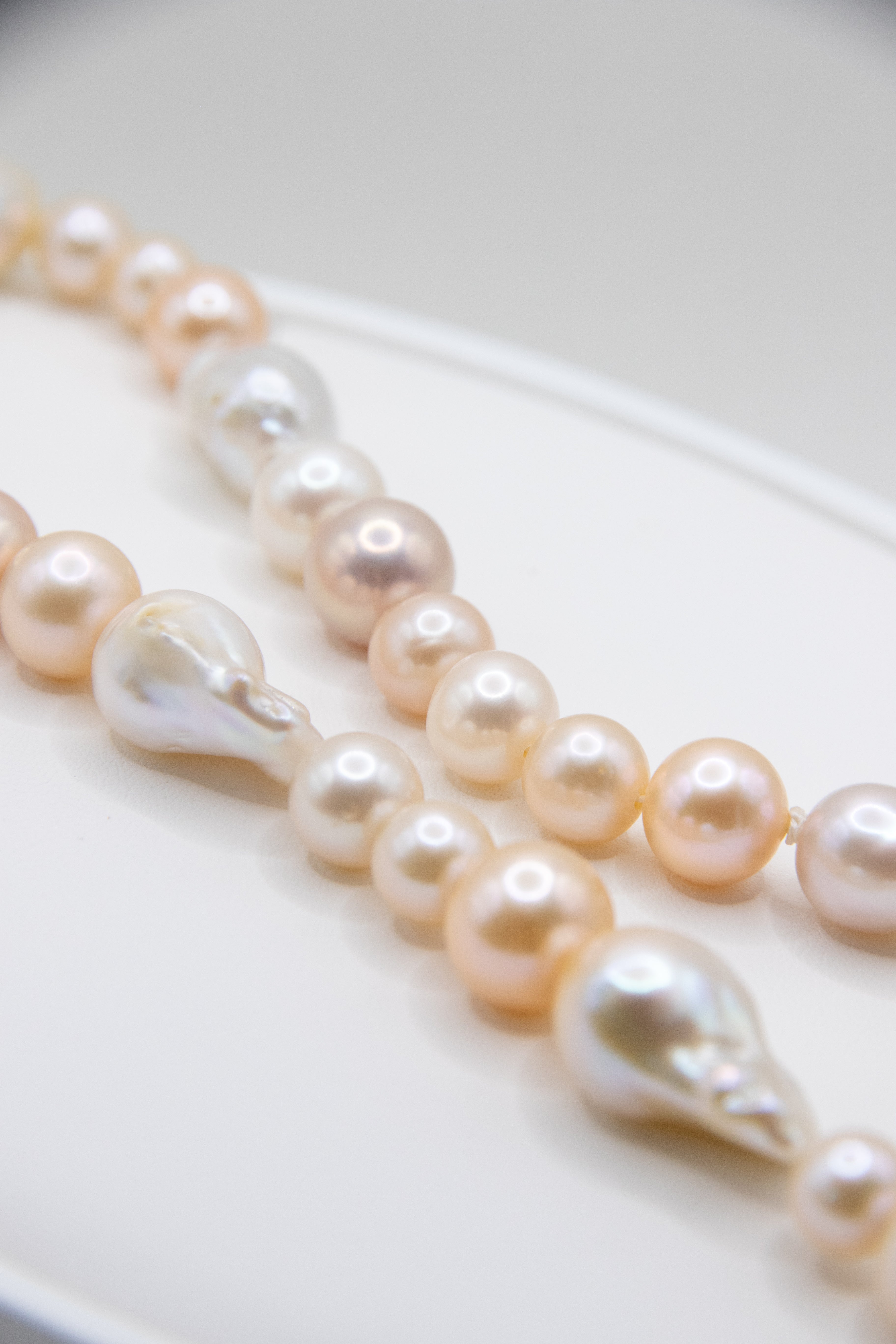 Creamy Gold Round and Baroque Pearl Necklace