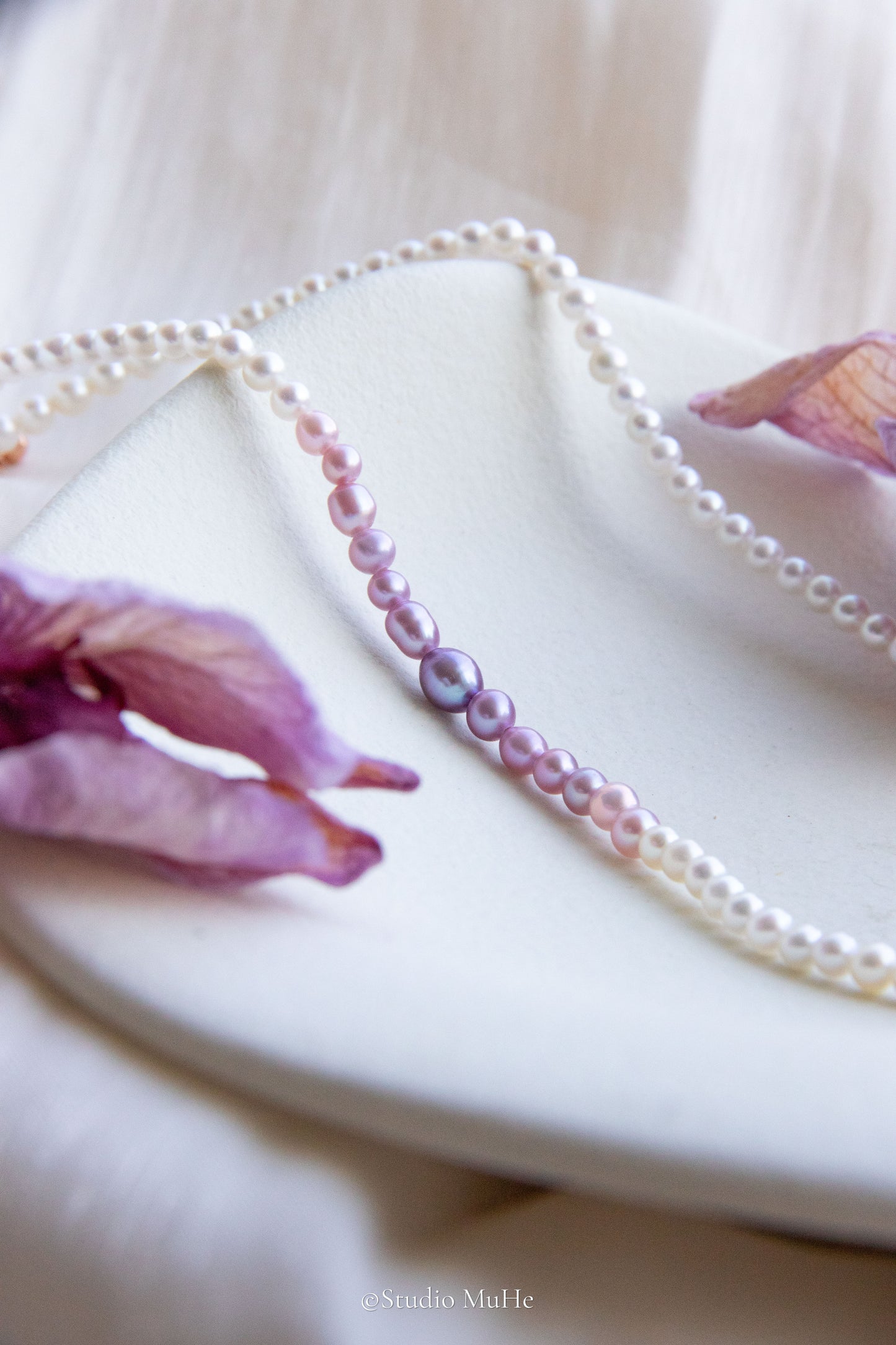 Purple Hour — Pink & Purple Gradient Double-Layer Pearl Bracelet