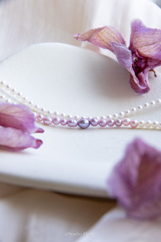 Purple Hour — Pink & Purple Gradient Double-Layer Pearl Bracelet