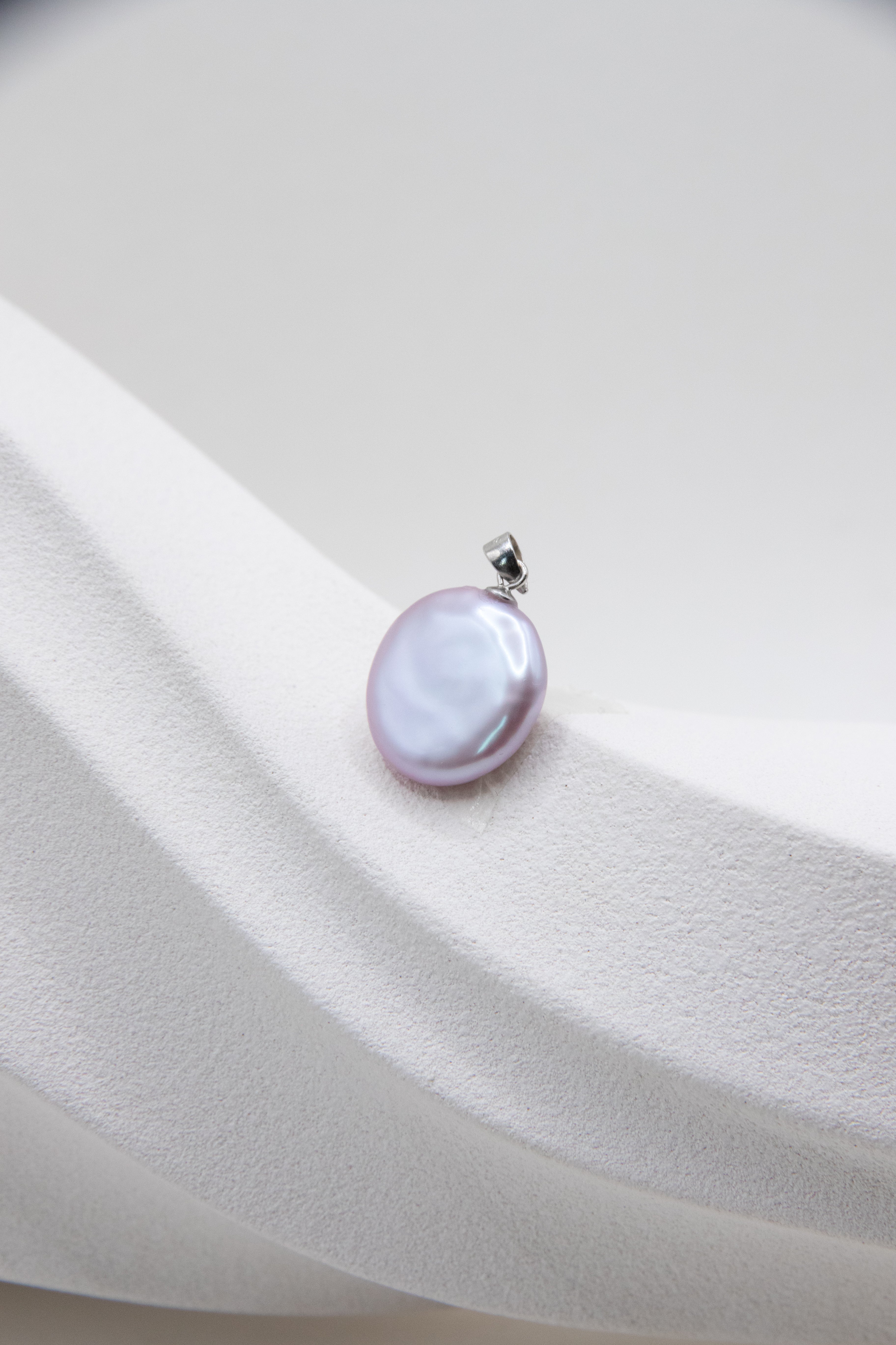 Dewy Lilac Button Pearl Pendant