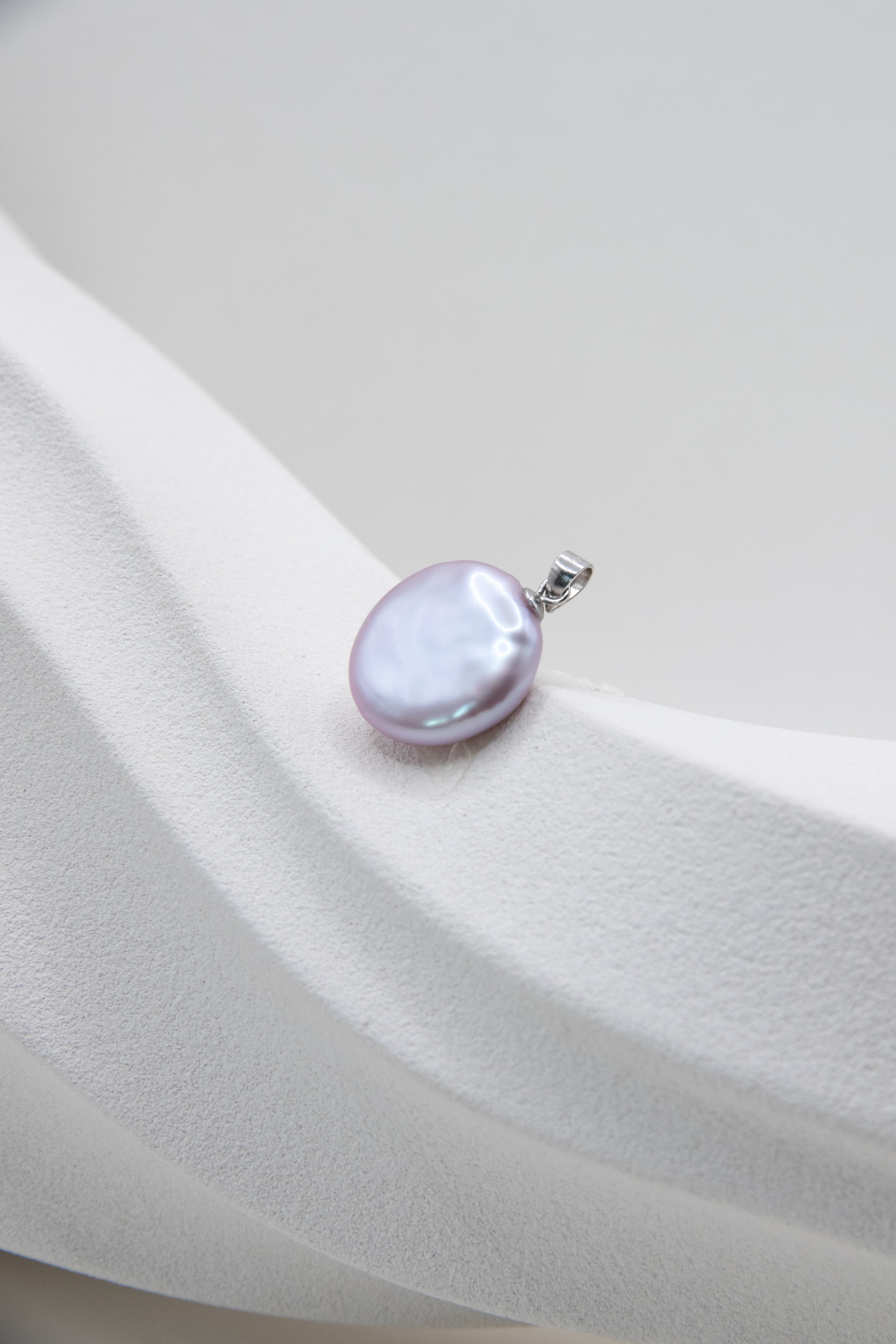 Dewy Lilac Button Pearl Pendant