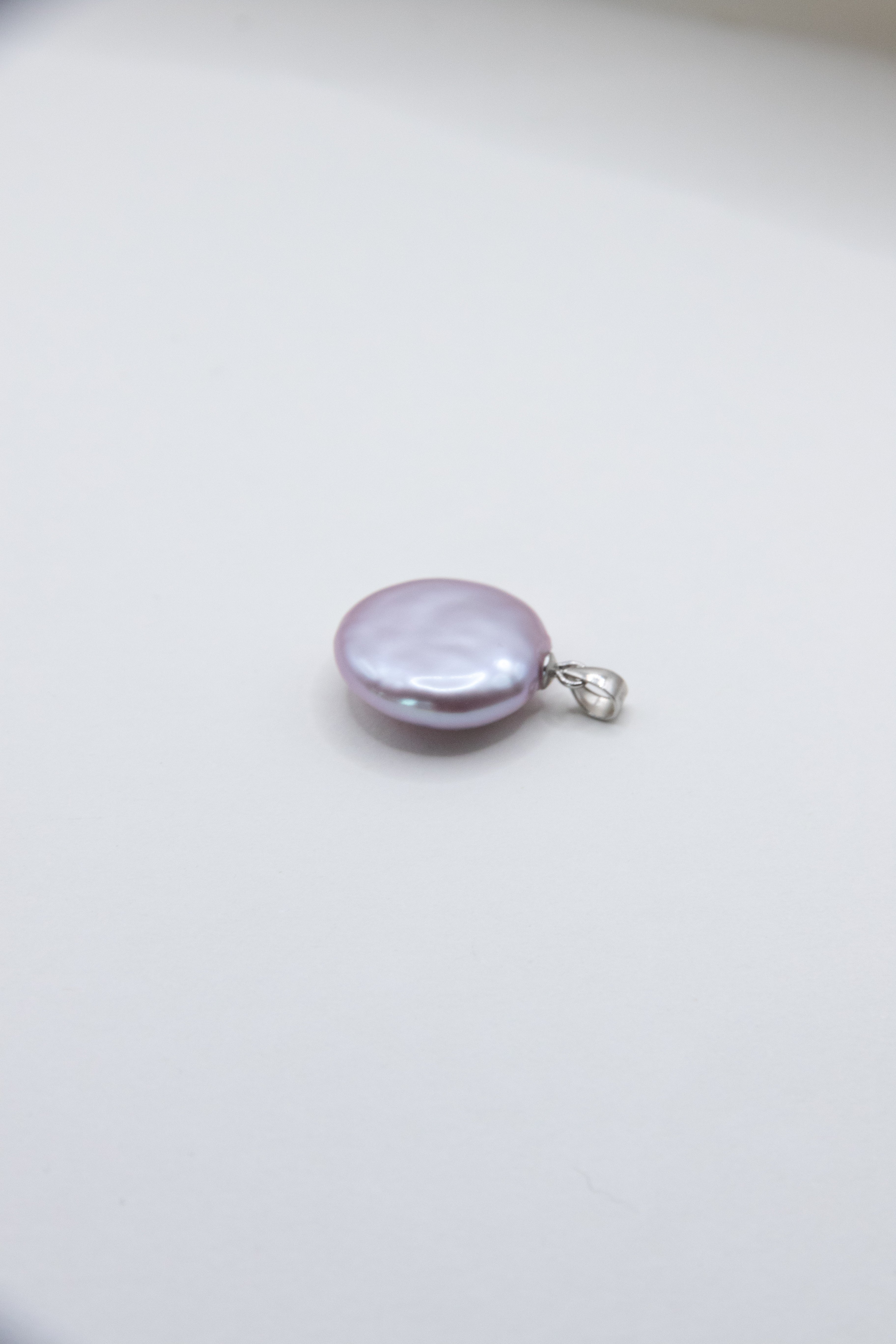 Dewy Lilac Button Pearl Pendant